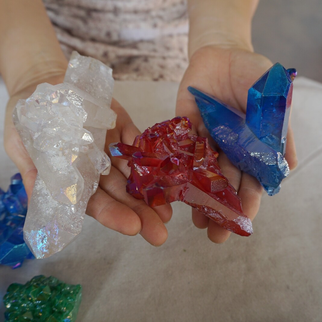 11LB 25Pcs Rainbow Aqua Aura Quartz Crystal Cluster Points Titanium Coating