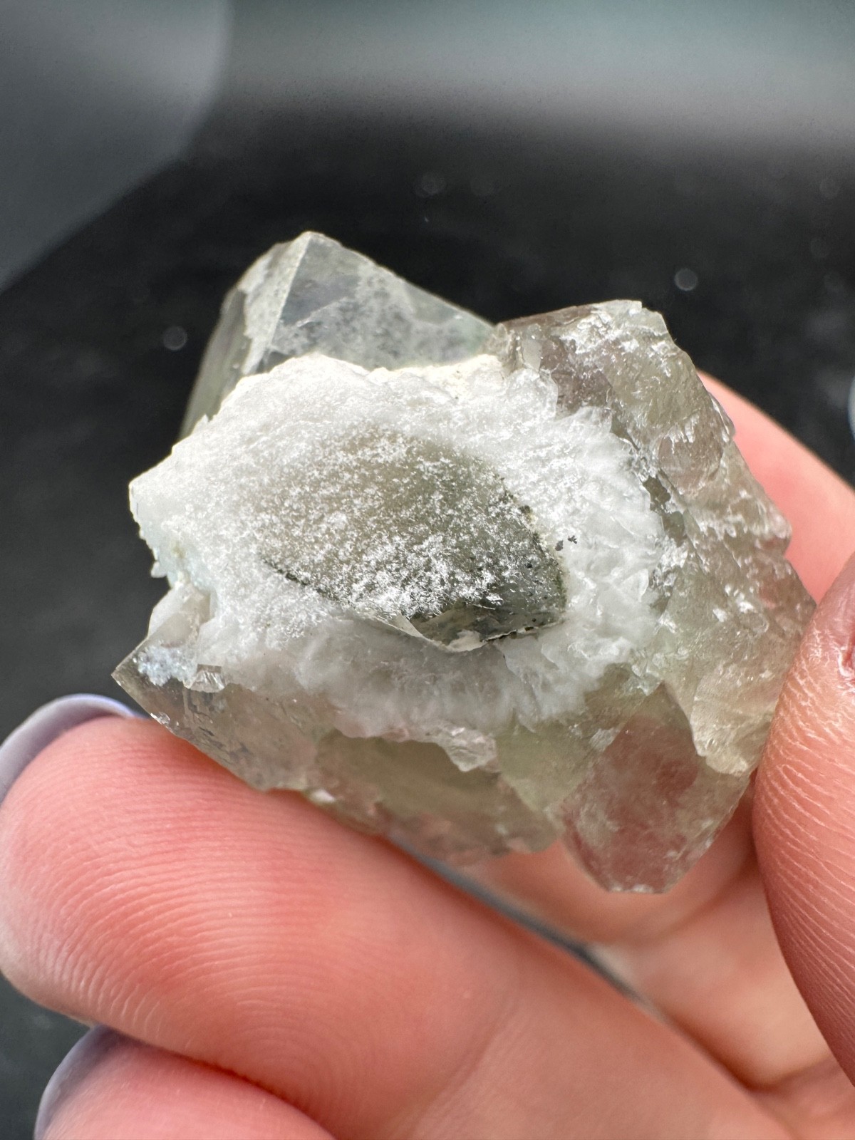 6637 Green Cubic Fluorite on Quartz Inner Mongolia 20g