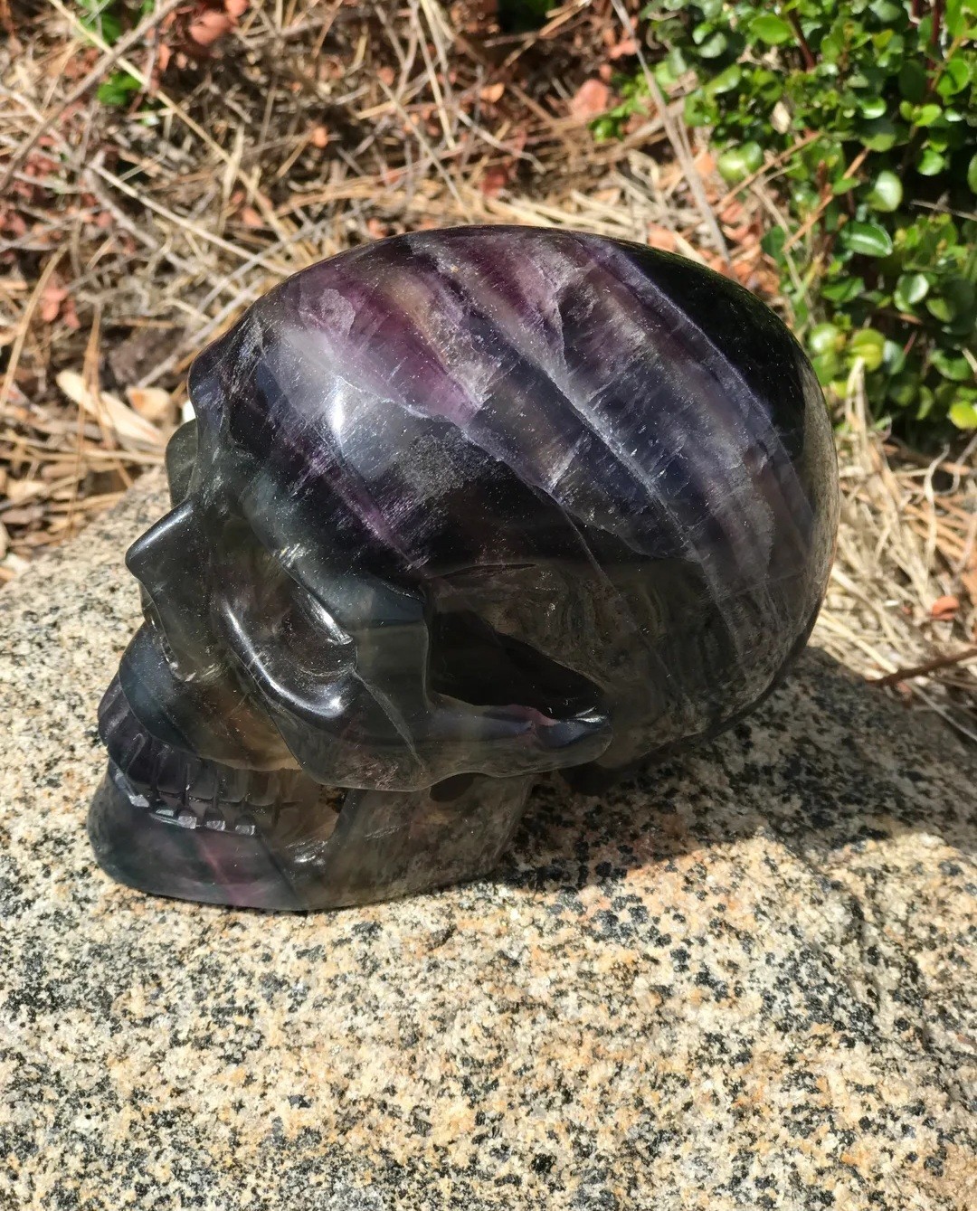3.8LB 5″ Natural A+Rainbow Fluorite Skull Realistic Cut Carving Decor Reiki Heal