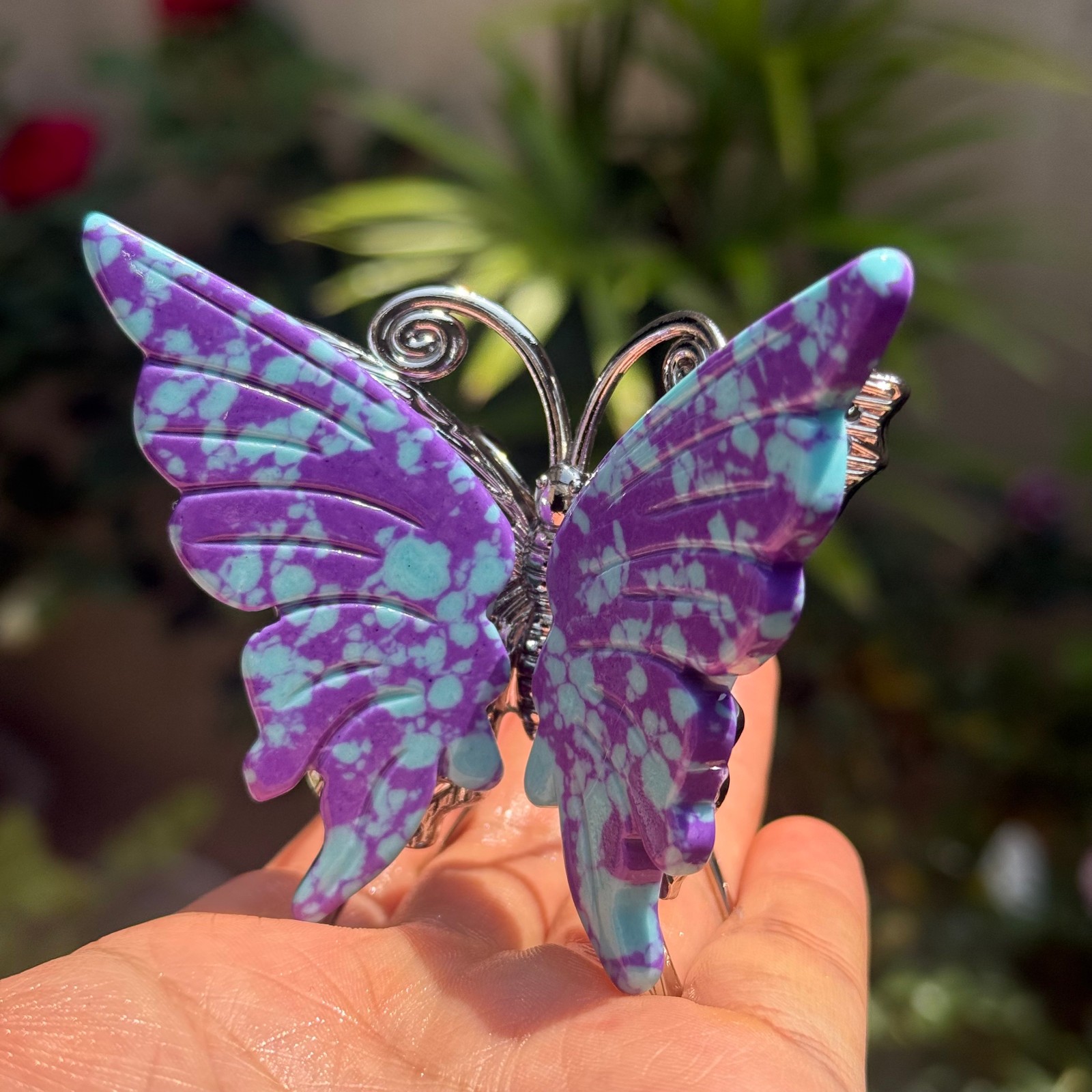 3.6″ hand carved unknown Butterfly Reiki Crystal Skull Decor gift 1pc