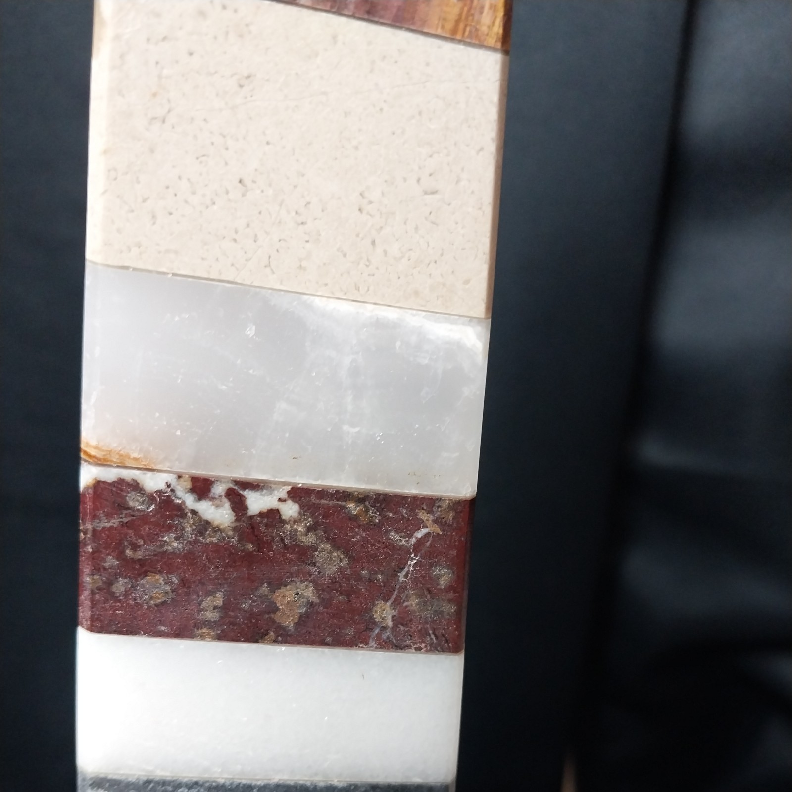 Natural muti stone layers Obelisk Tower Smooth Fully Polished 14″ 7 lb Real