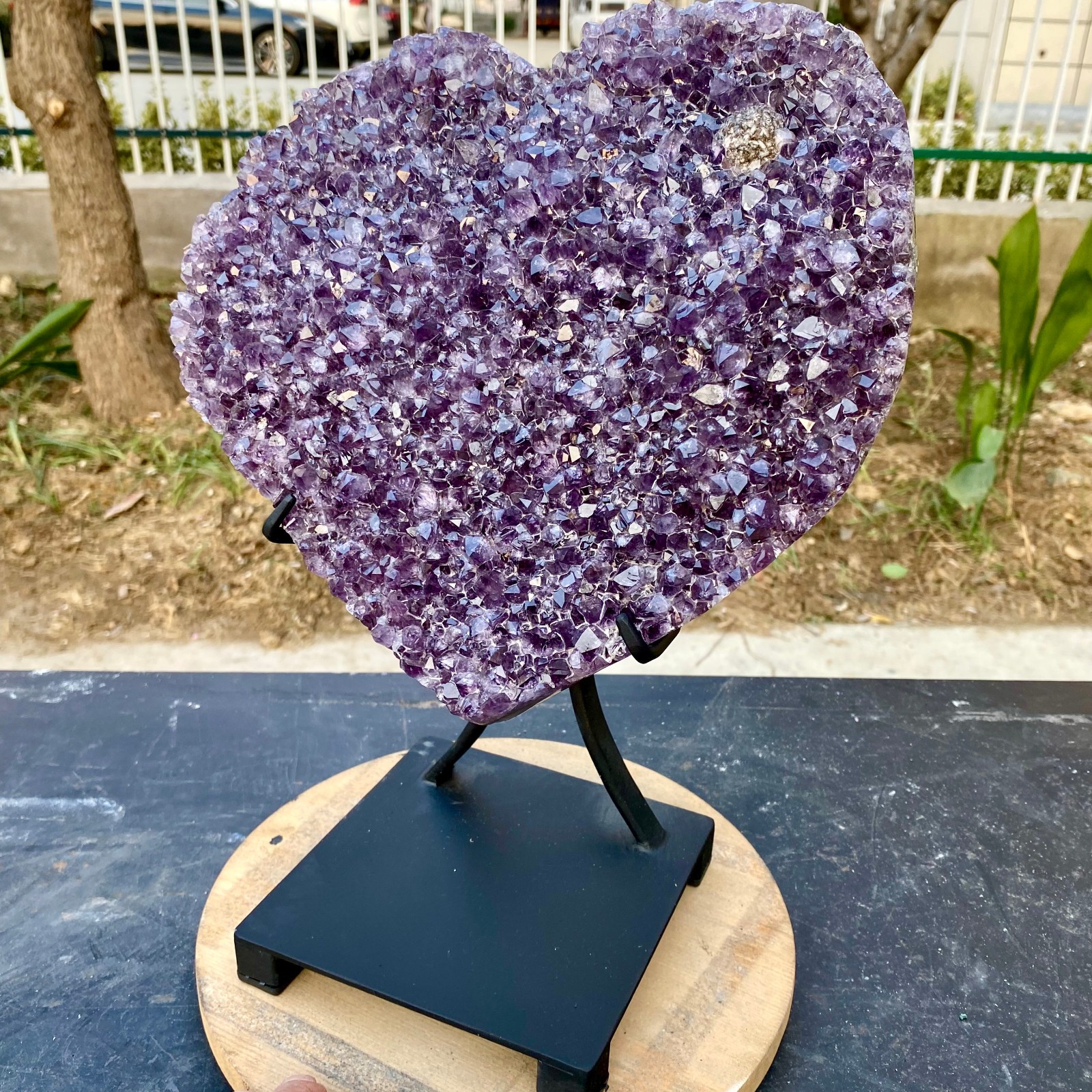 12.34LB Natural Amethyst Agate Quartz Crystal heart palm Mineral Reiki Healing