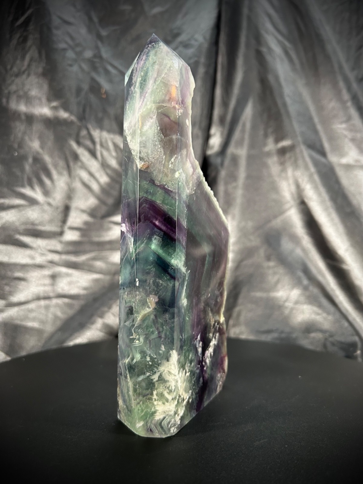 7.5″ Rainbow Fluorite 4 Polished side/1 Raw Side Tower Freeform 2lb 8.7oz