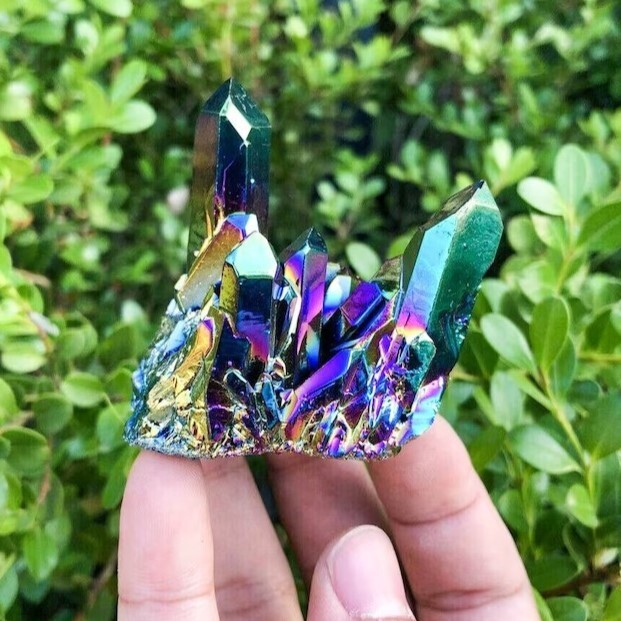 Rainbow Aura Quartz Amethyst Healing Chakra Cluster Chunks Home Decor 80-100g