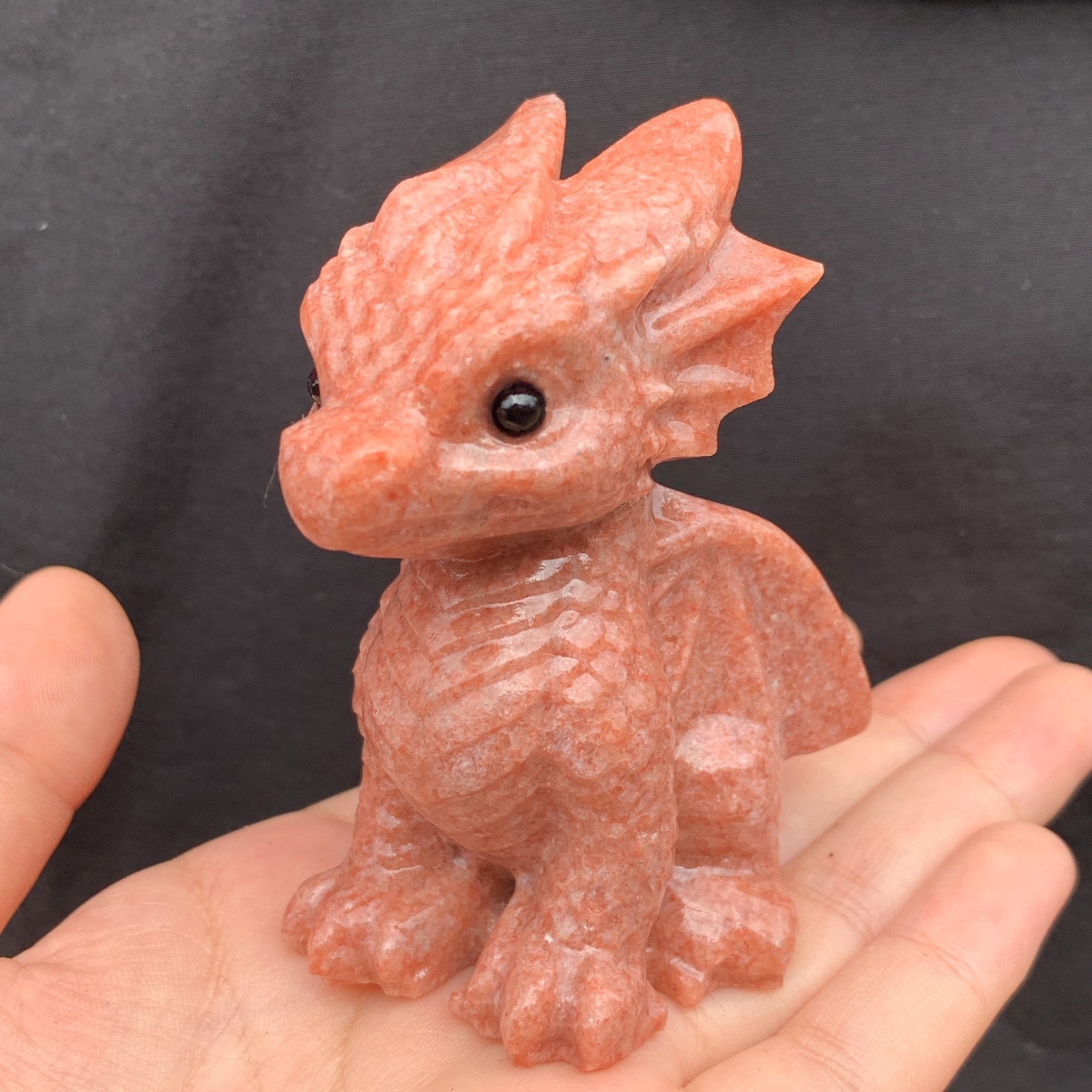 1pc Natural Sunstone Quartz Carved Little Dragon Skull Crystal Reiki Decor