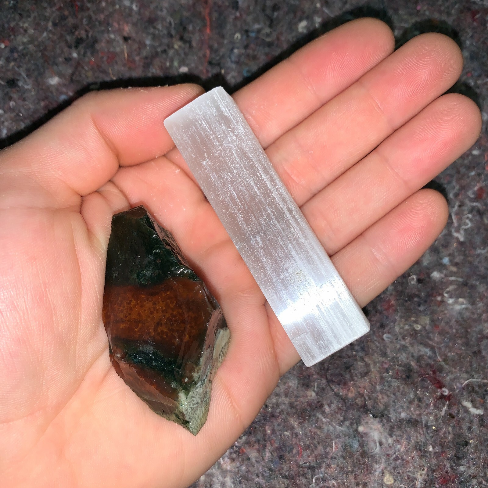 One (1) Charged Bloodstone Rough Gemstone + A FREE Selenite Charging Stick