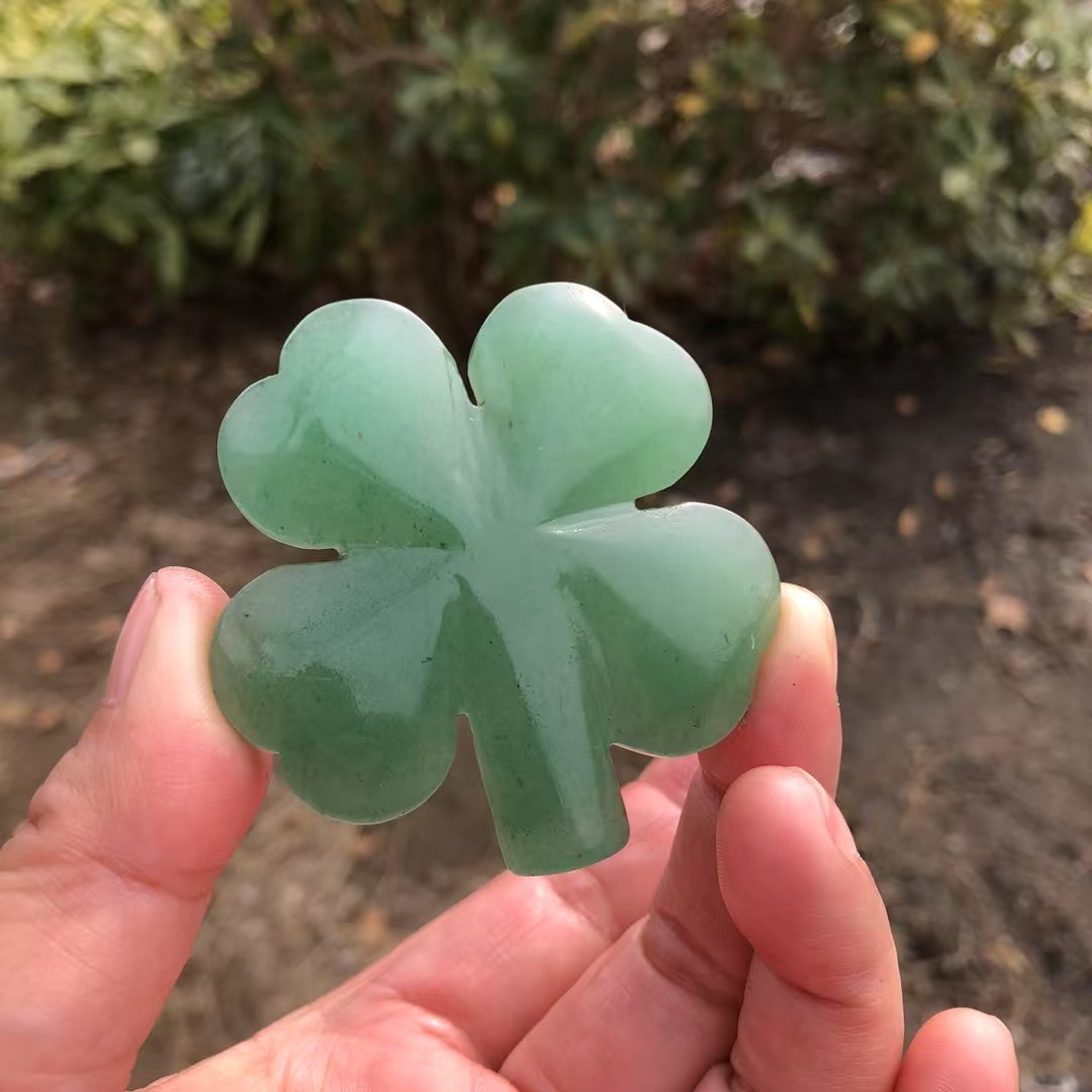 3PC Natural Aventurine Carved Clover Quartz Crystal pendant Reiki Healing 2″