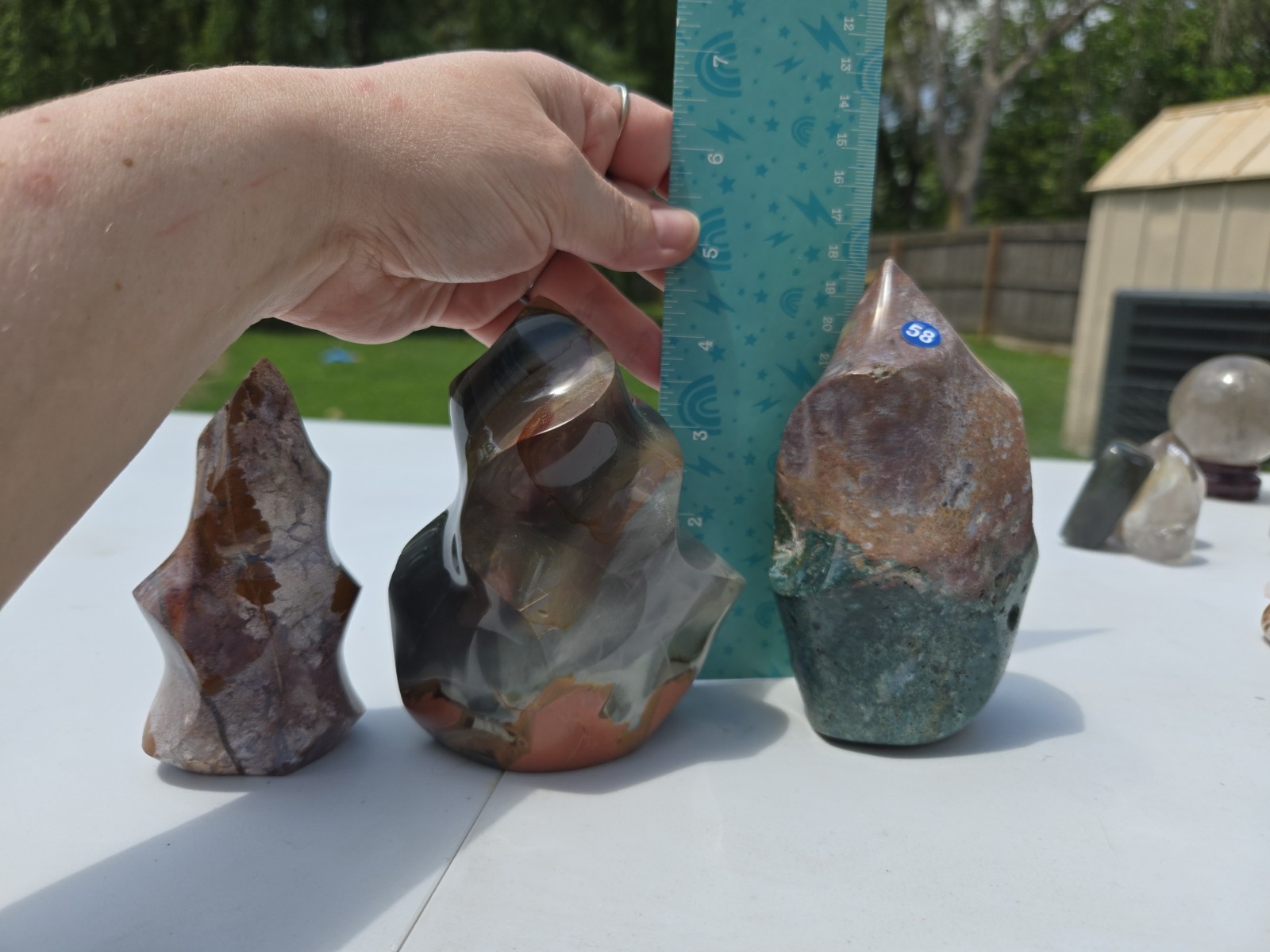 Lot of 3 amazing Polished Ocean JasperCrystal/Mineral Flames 4-5in b63