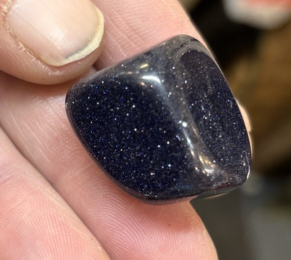 1 Piece Tumbled A Grade Blue Goldstone “galaxy Stone “ Average Size 16 Grams