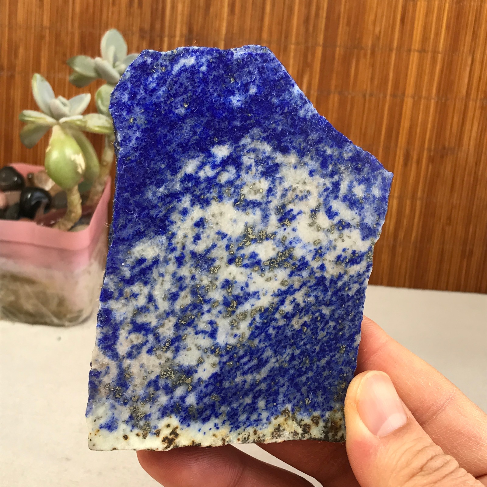 106-75-9mm Rare lapis lazuli Slab/Slice semi-precious stone specimen 149g A2912