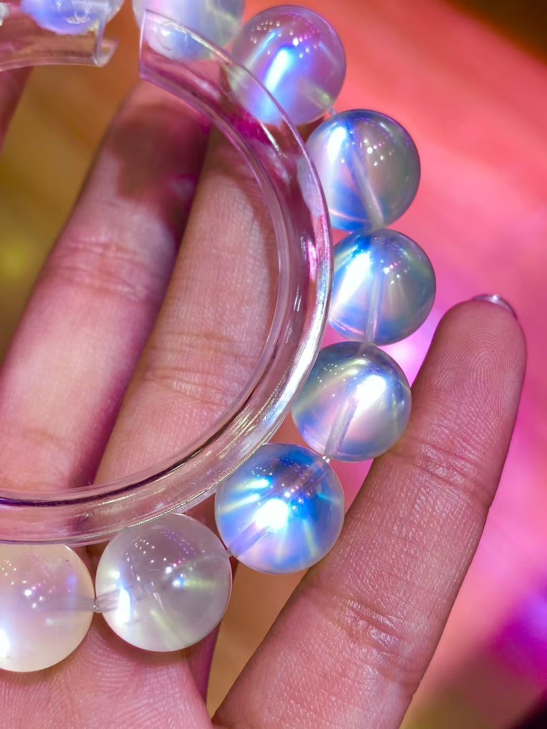 13mm Top Natural High-quality Rare Blue Moonstone Bracelet Reiki Healing Gems