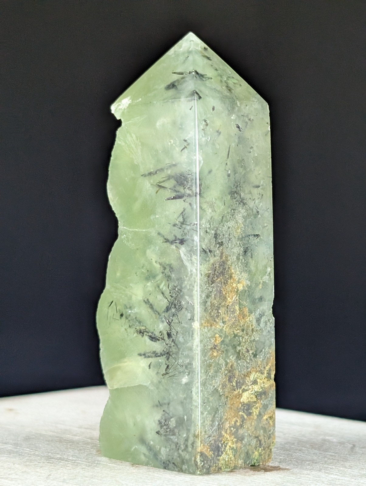 Prehnite Tower Point Crystal Raw Side Gemstone Wand Reiki