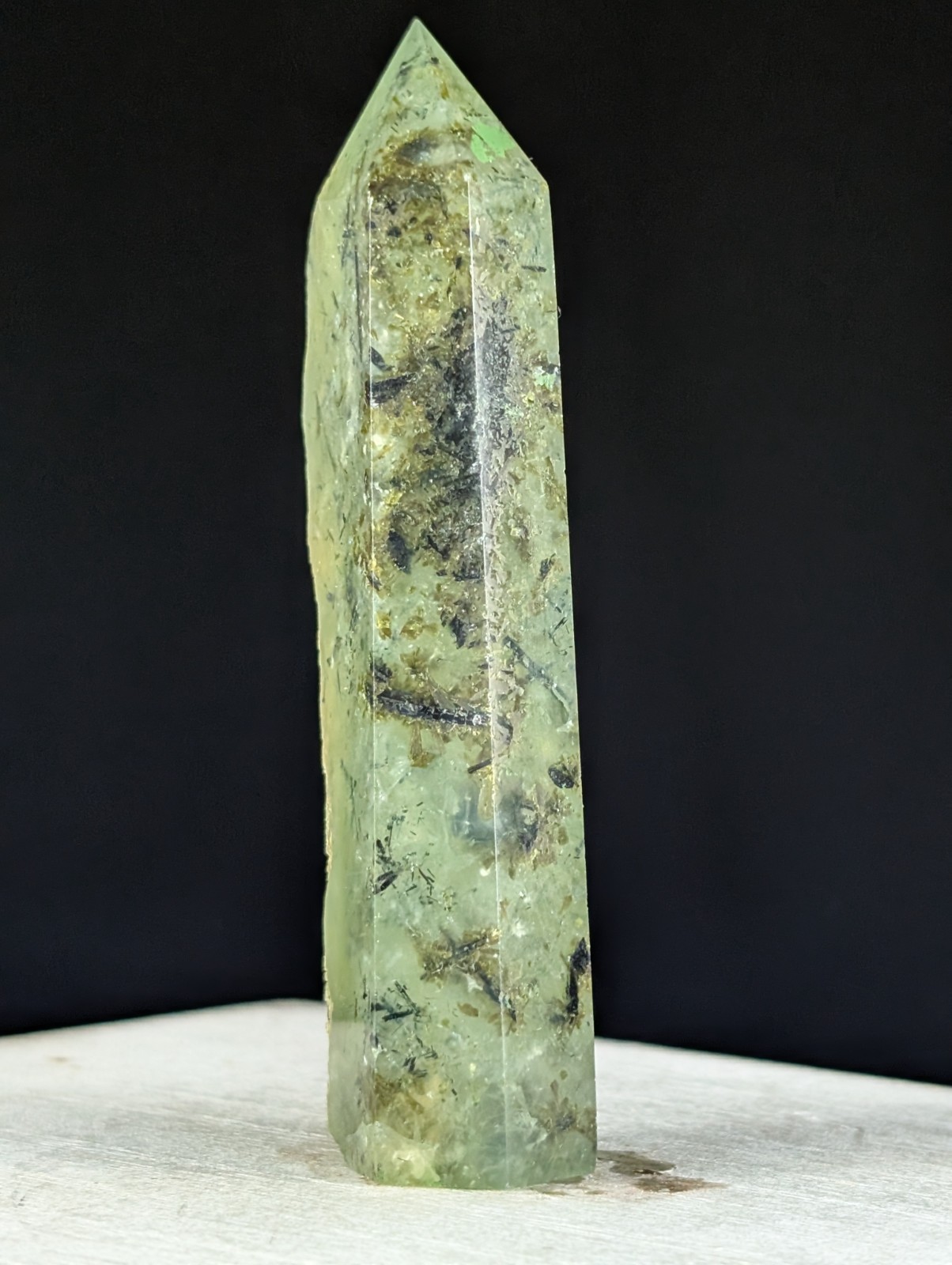 Prehnite Tower Point Crystal Raw Side Gemstone Chakra Wand