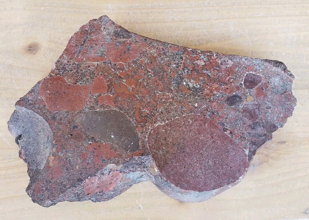Unknown Red Variegated Rock Slab Mineral, 1 lb. 5 oz, Estate Specimen