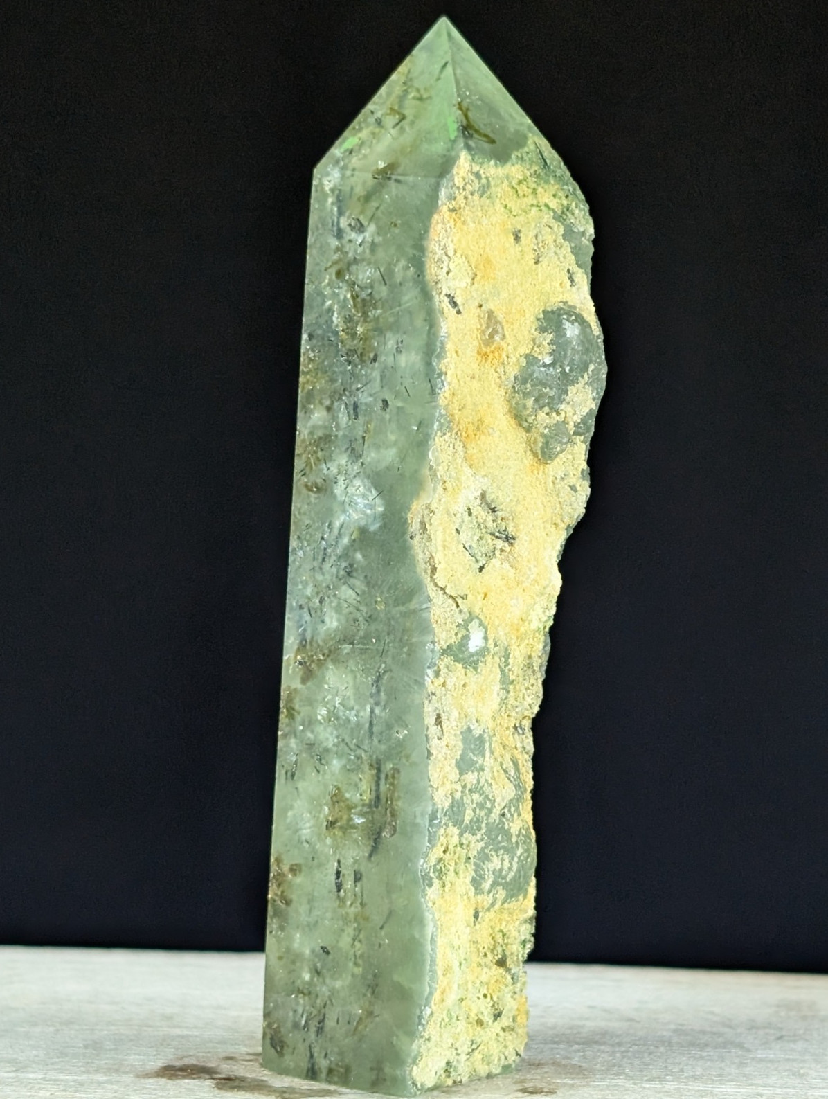 Prehnite Tower Point Crystal Raw Side Gemstone Chakra Wand
