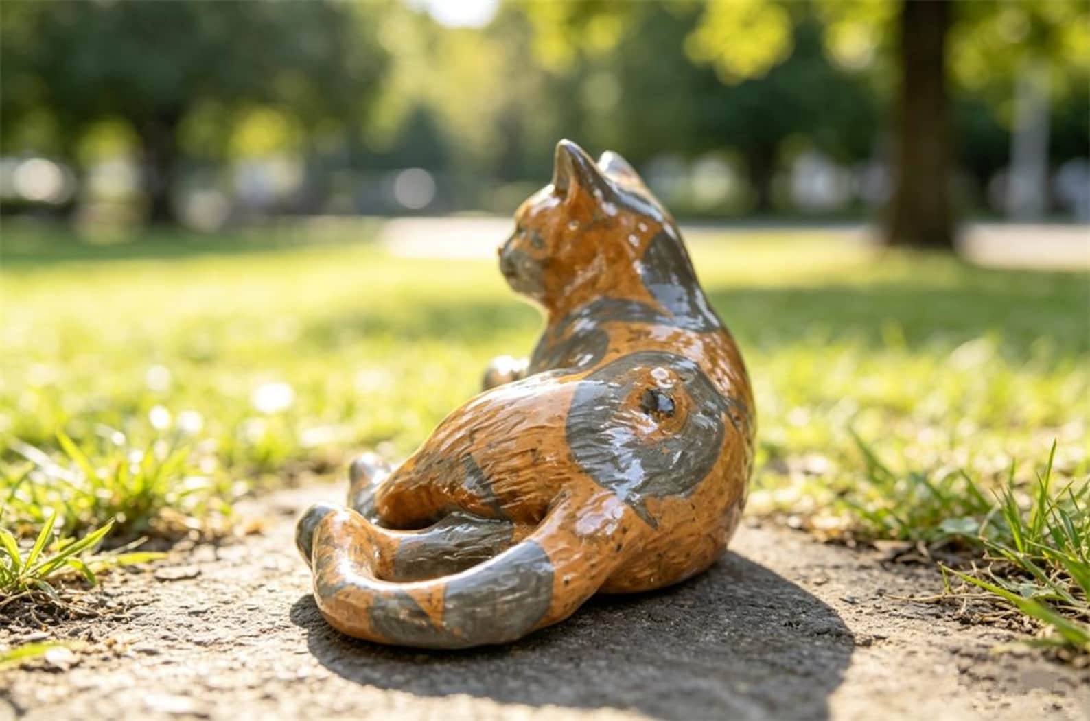 Unknown Stone Cat Figurine Gift for Cat Lovers, Natural Crystal Desktop Decor1pc
