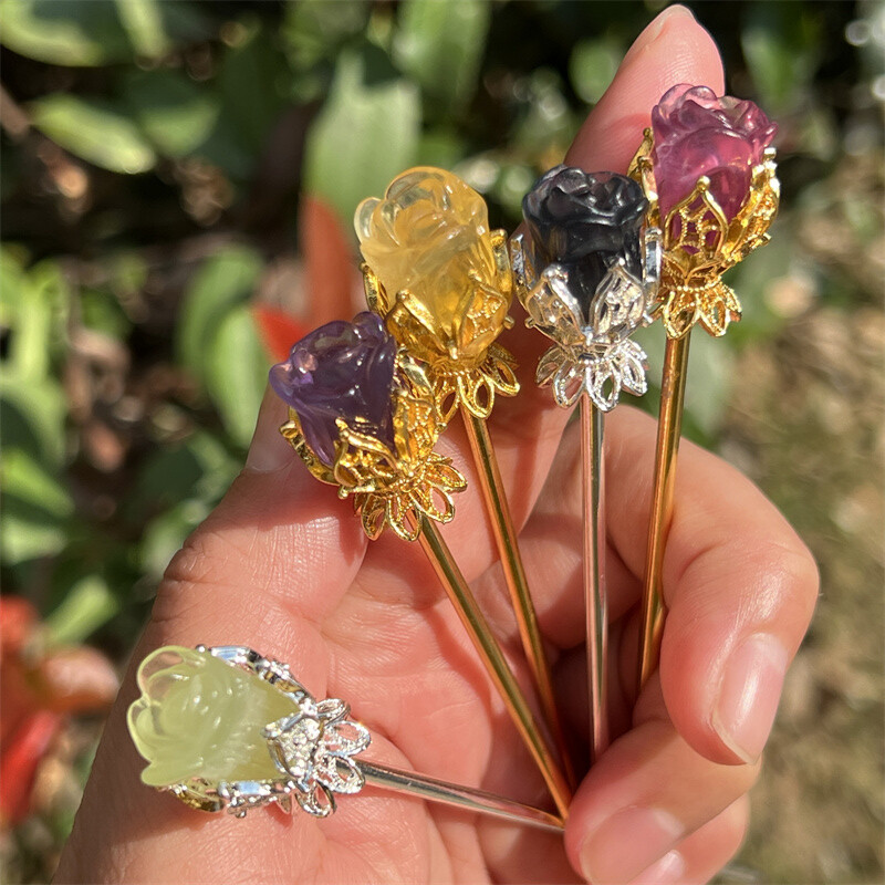 5pcs Natural Fluorite Rose flower skull Quartz Crystal Skull Reiki Healing Gem