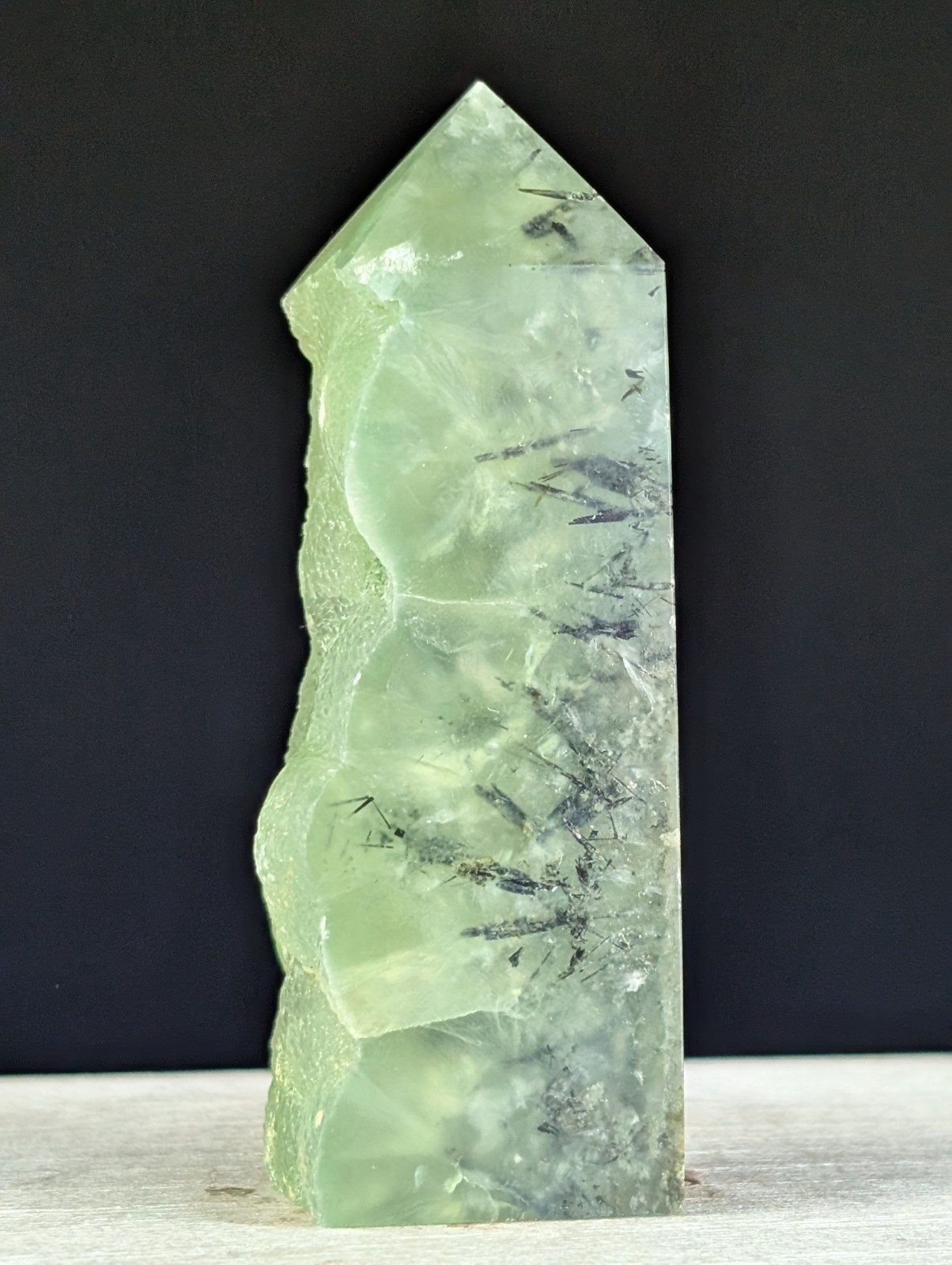 Prehnite Tower Point Crystal Raw Side Gemstone Wand Reiki