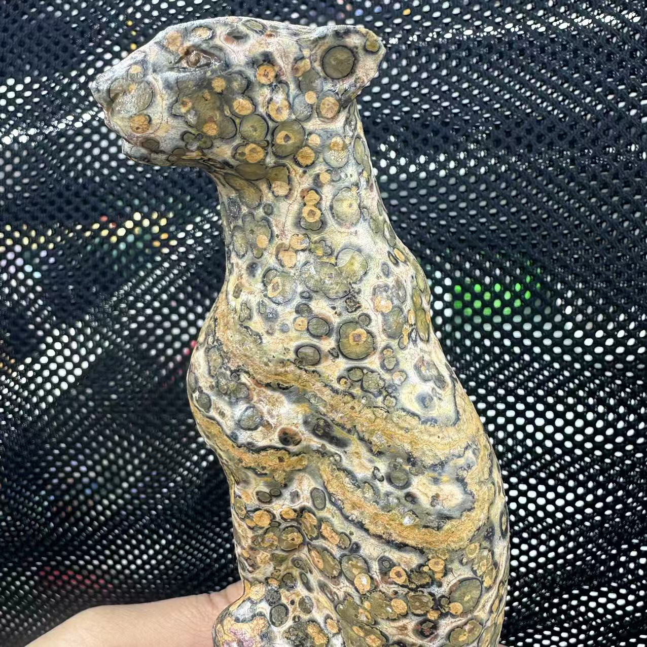 1pc Natural Unknown Quartz Carved Leopard Skull Crystal Reiki Healing Decor