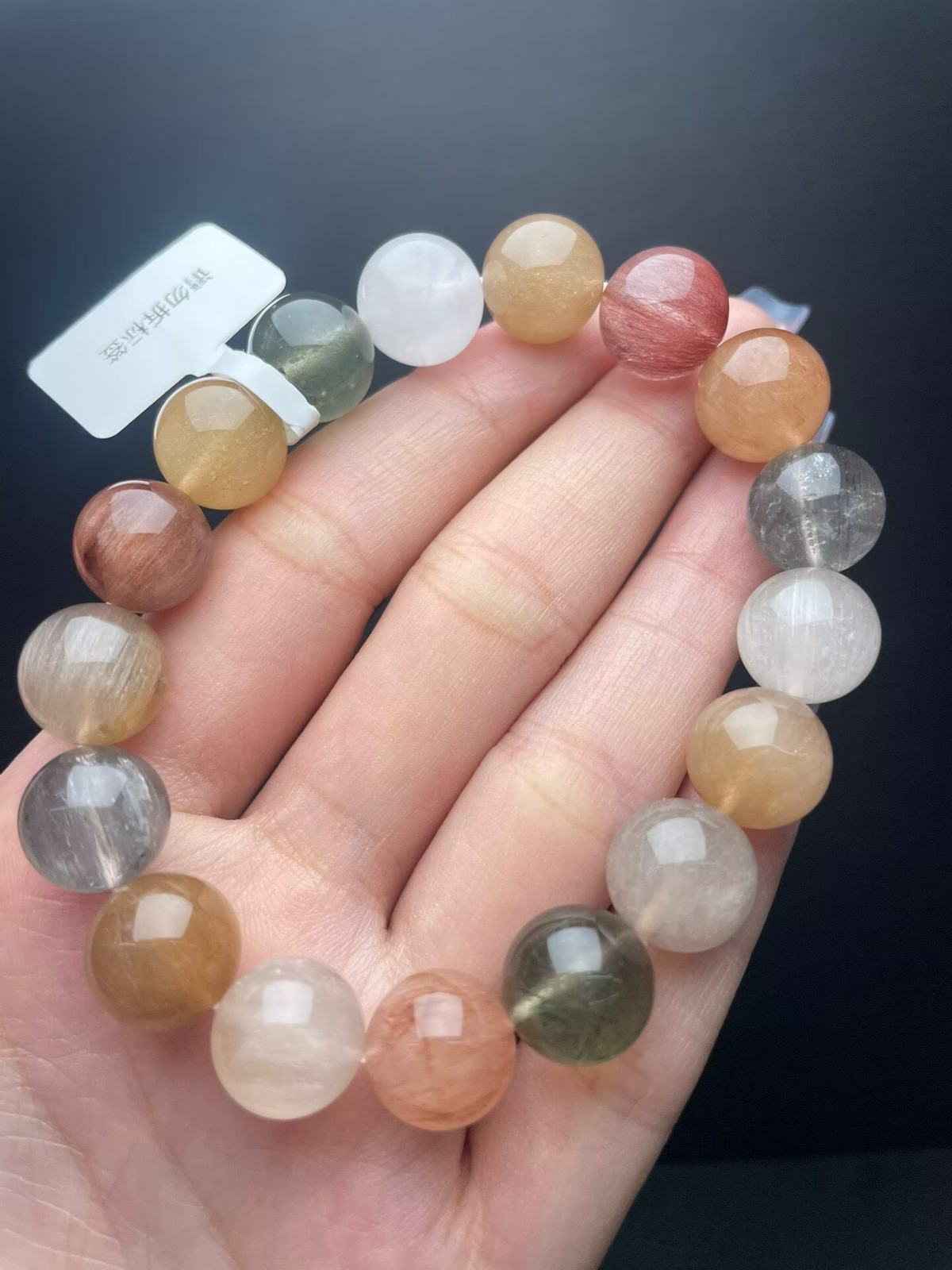 13mm Natural rabbit hair Bead Bracelet Reiki Crystal Quartz Healing Decorate 1pc