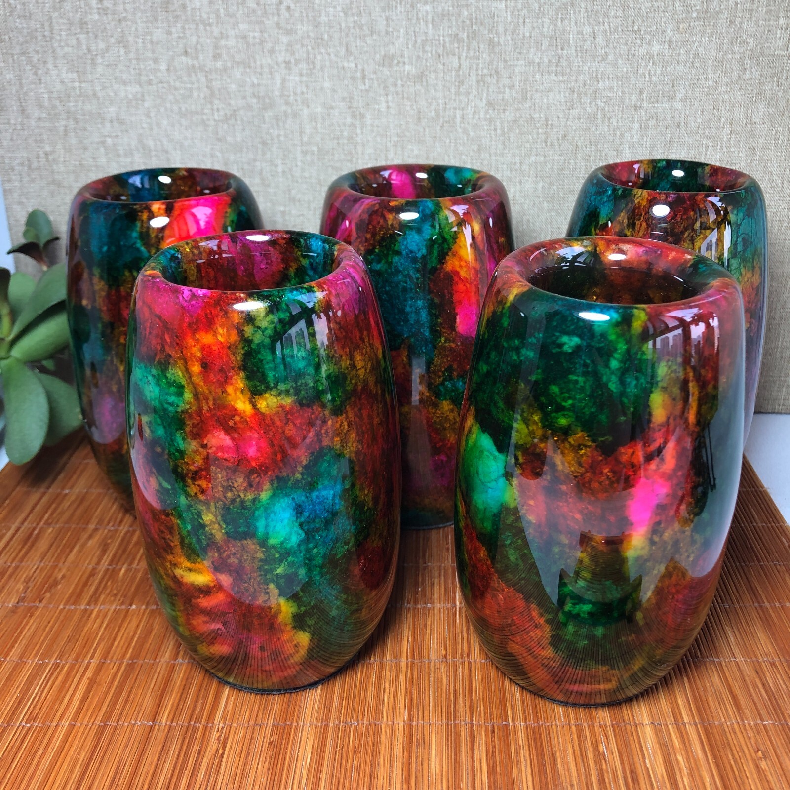 2Pcs Natural “Seven Colors Jade” vase specimen -Taiwan China 1kg 130mm