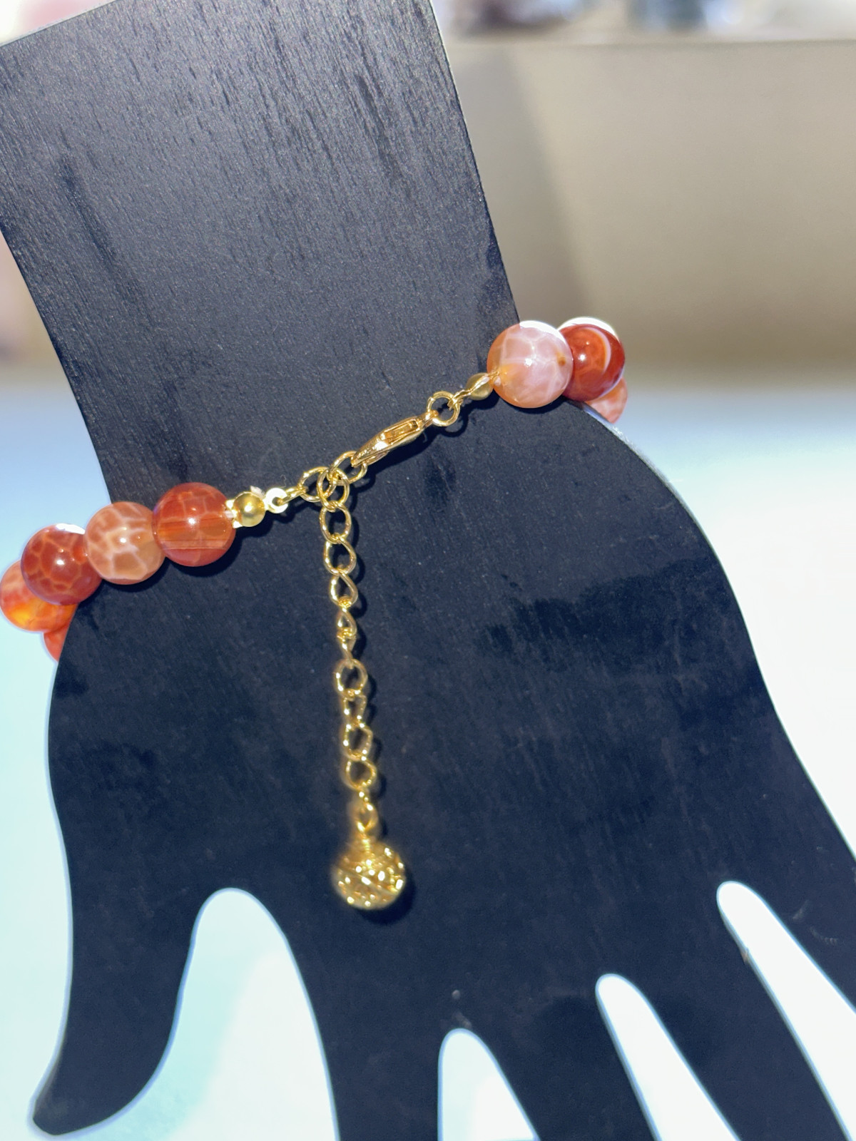 Gold Rutile Quartz/Botswana Agate 11mm,Adjustable Bracelet,Metaphysical,Jewelry