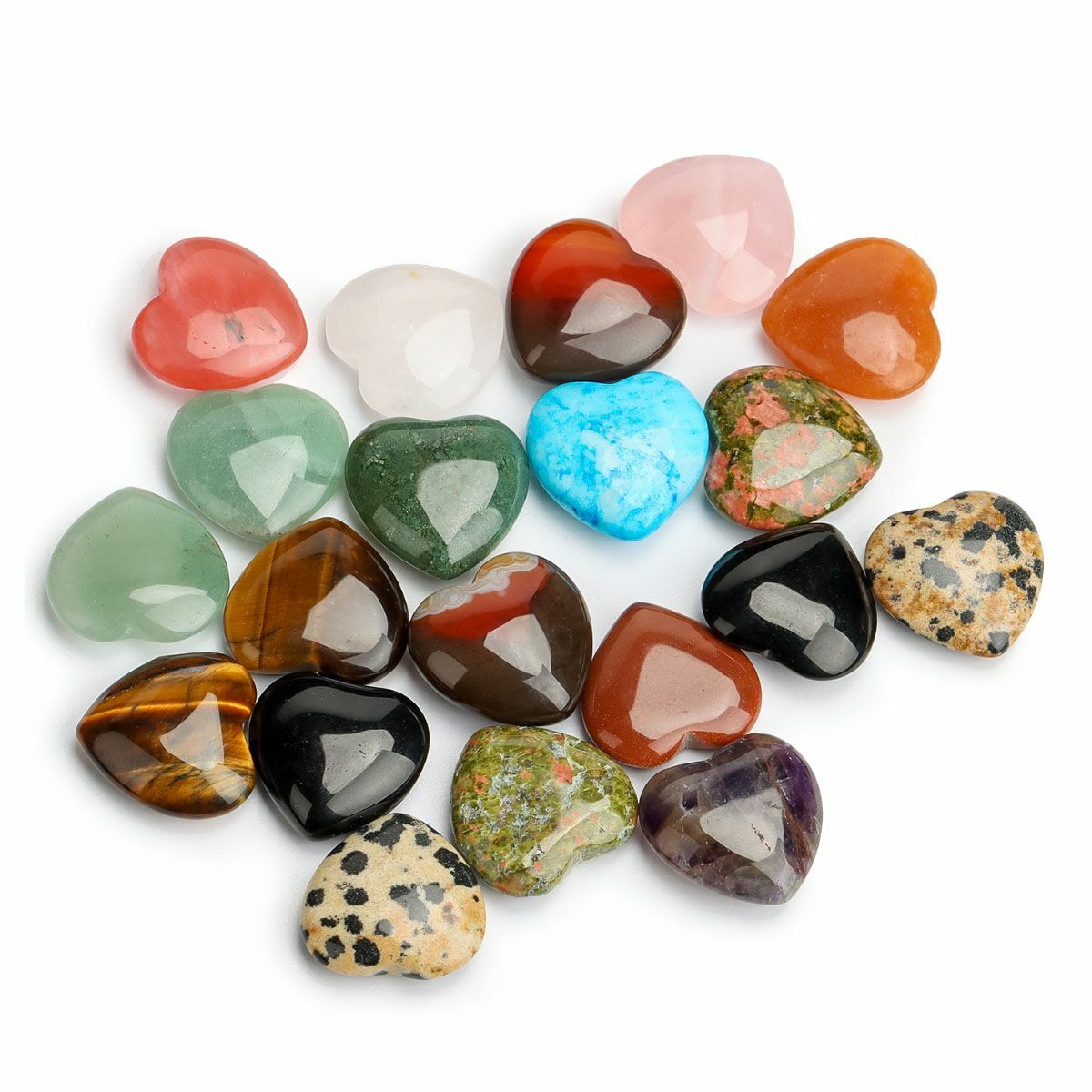 10/30PCS Natural Crystal Quartz Carved Heart Stars Shaped Healing Love Gemstone