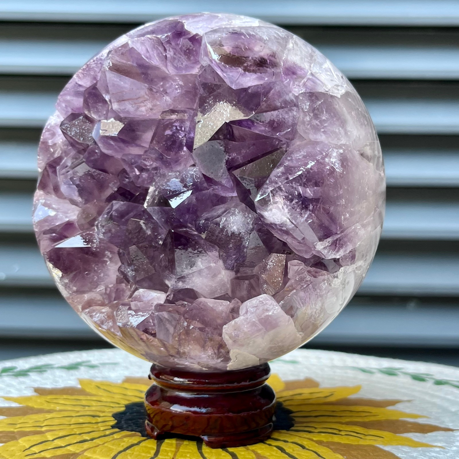 4.2 lb Amethyst Geode Crystal Sphere Natural Druzy Ball Agate Display Art Decor