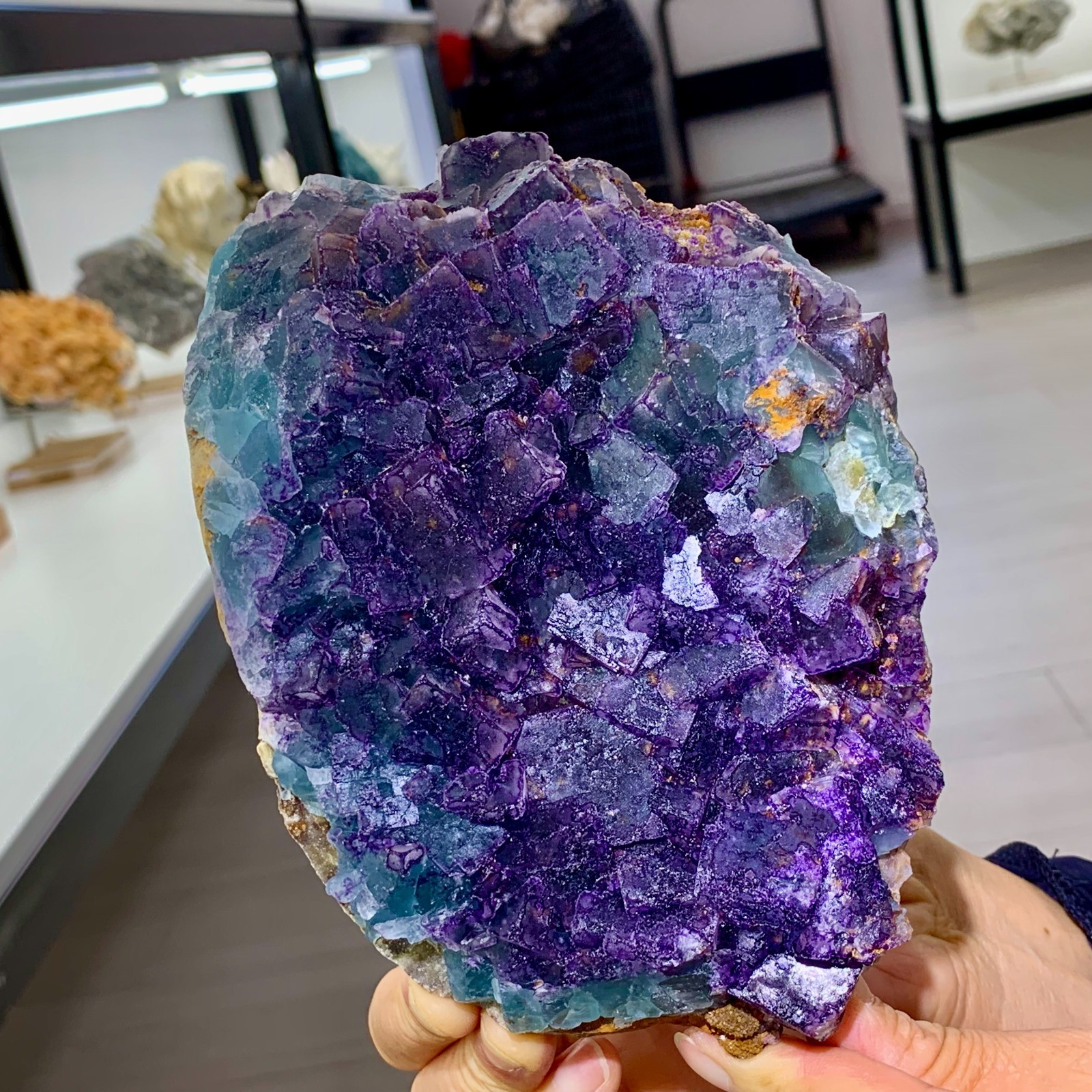 3.52LB Rare transparent purple-blue fluorite cube mineral crystal sample/China