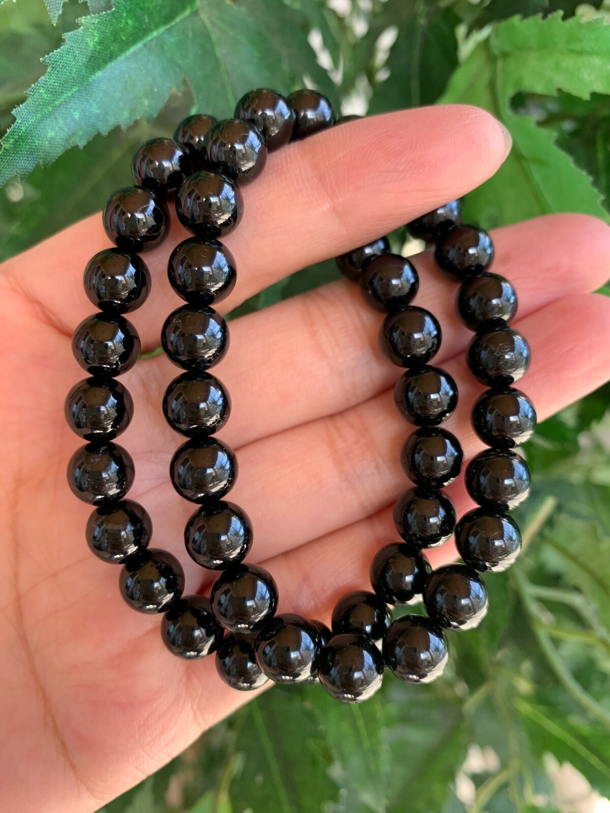 Grade A++ Black Tourmaline Crystal Bead Bracelet 8mm, Genuine Gemstone Bracelet