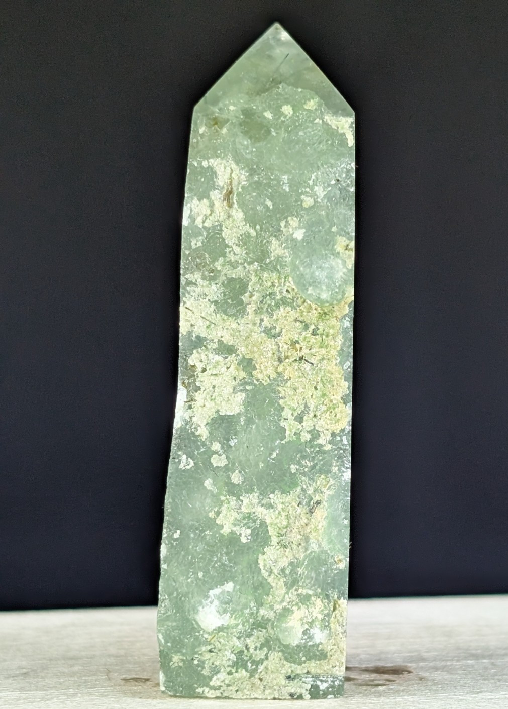 Prehnite Tower Point Crystal Raw Side Gemstone Chakra Wand