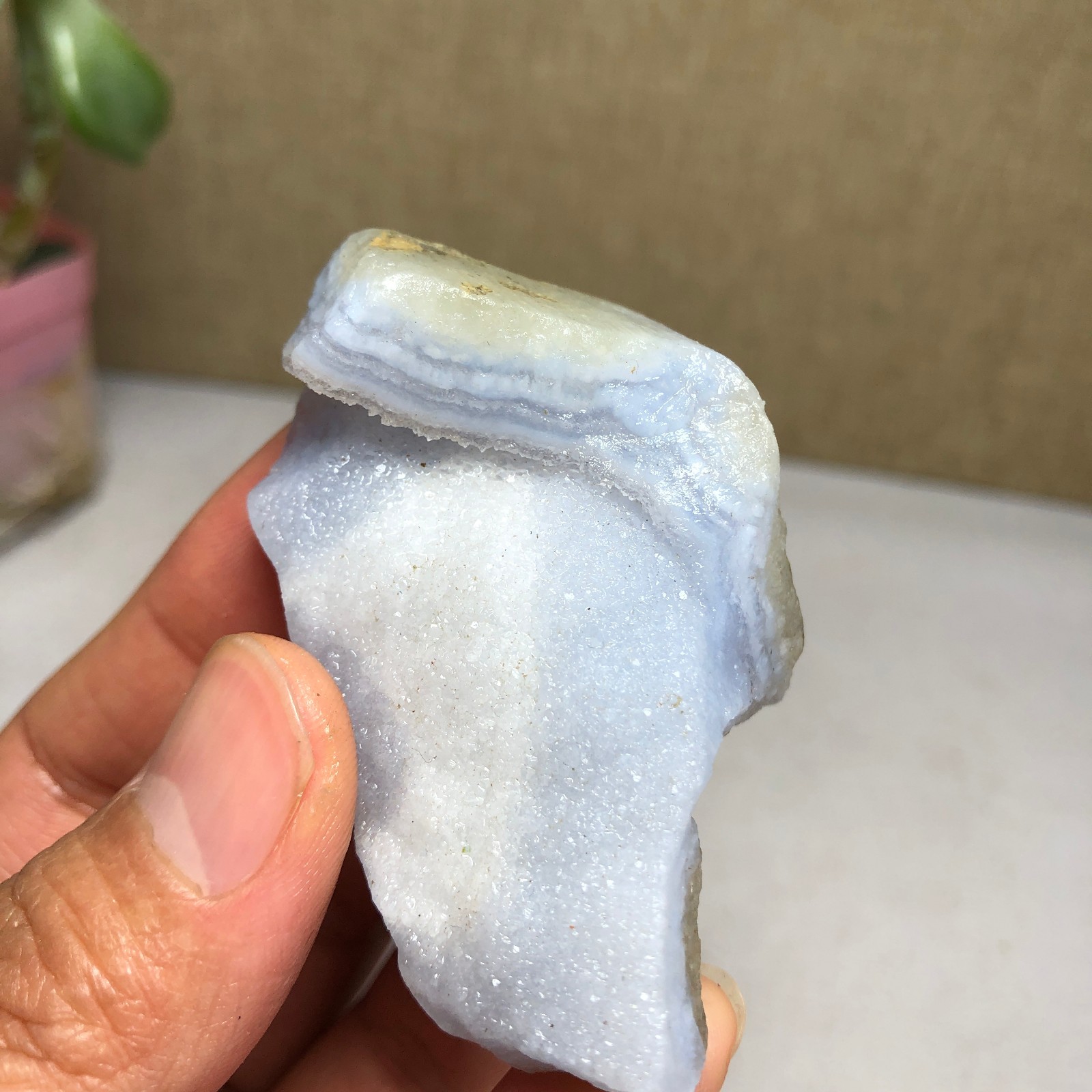 62-31-20mm Natural Blue chalcedony Crystal gemstone Rough Mineral Specimen A2162