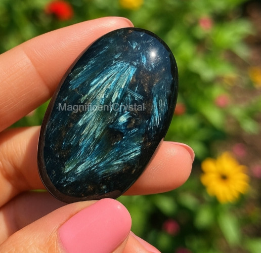 1pcs Arfvedsonite Palmstone Worry Stone Healing Crystal Meditation Reiki Gifts