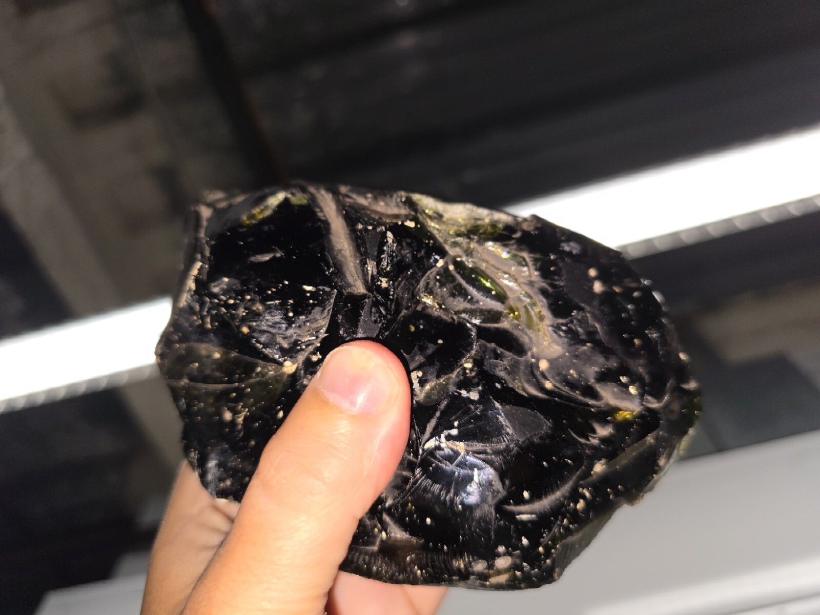 Unknown crystal / slag glass / gem stone / obsidian 3.2 lbs Dark Green