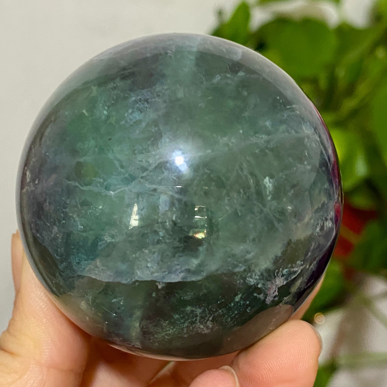 410g Natural fluorite ball quartz crystal Sphere Reiki energy healing