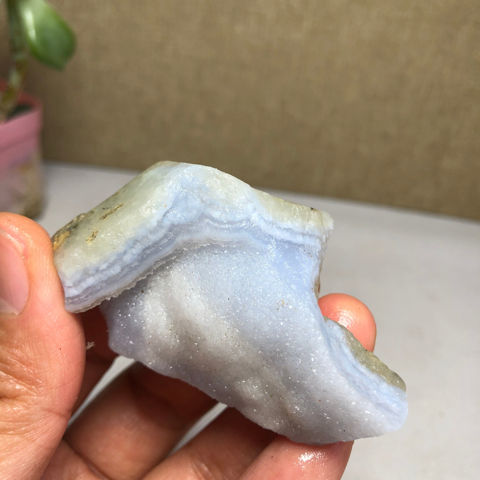 62-31-20mm Natural Blue chalcedony Crystal gemstone Rough Mineral Specimen A2162
