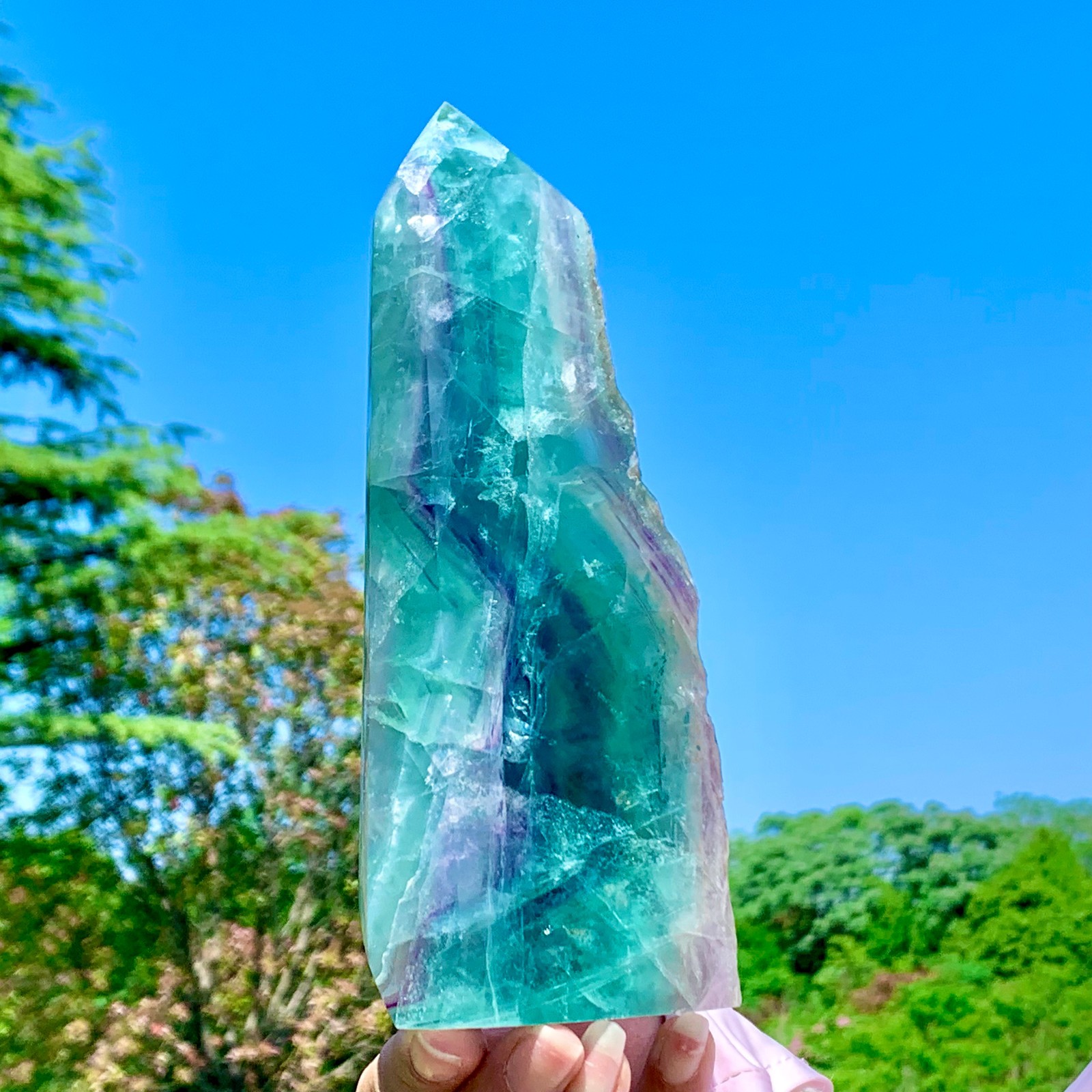 1.92LB Rare Natural Fluorite Quartz Crystal Freeform Mineral Specimen Healing