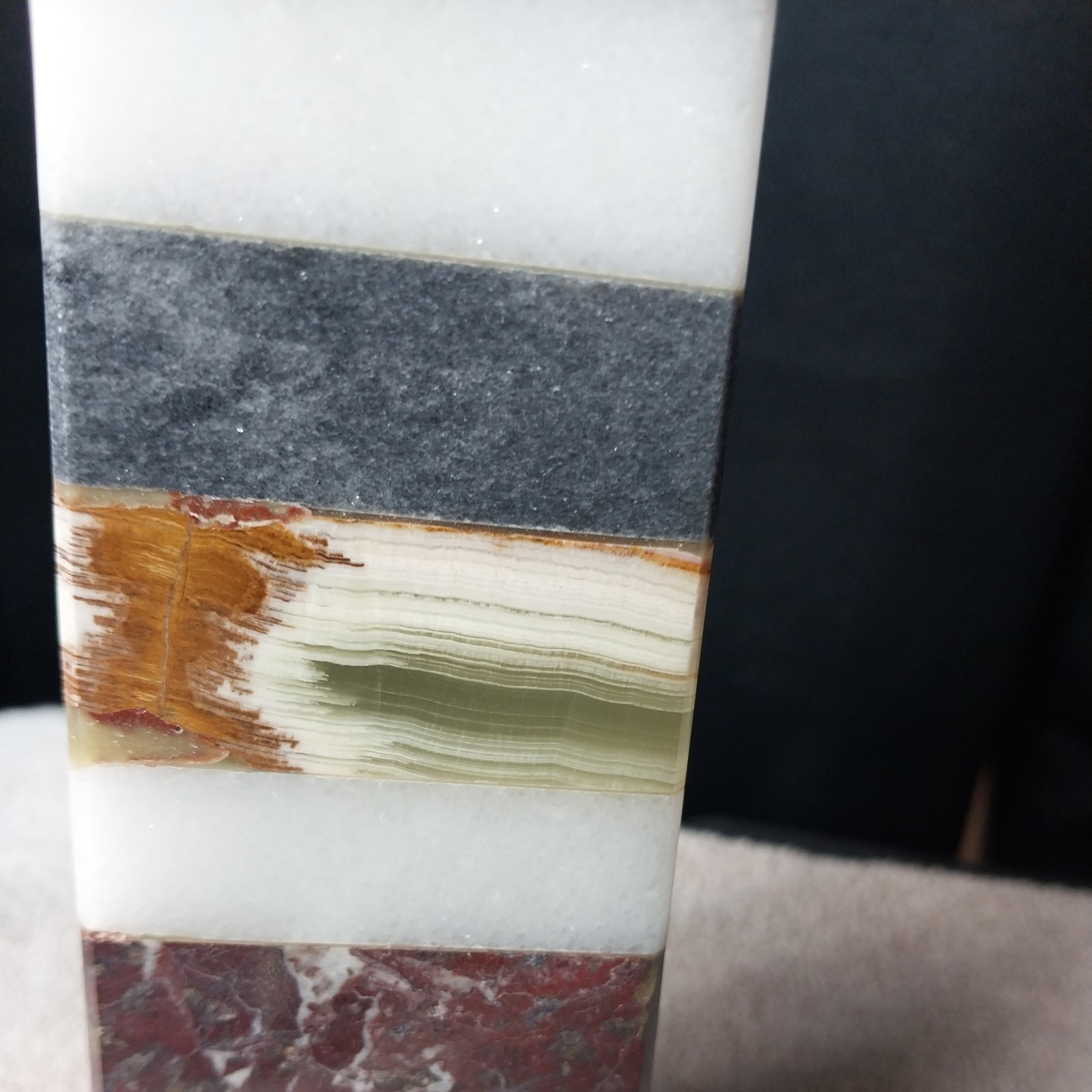 Natural muti stone layers Obelisk Tower Smooth Fully Polished 14″ 7 lb Real