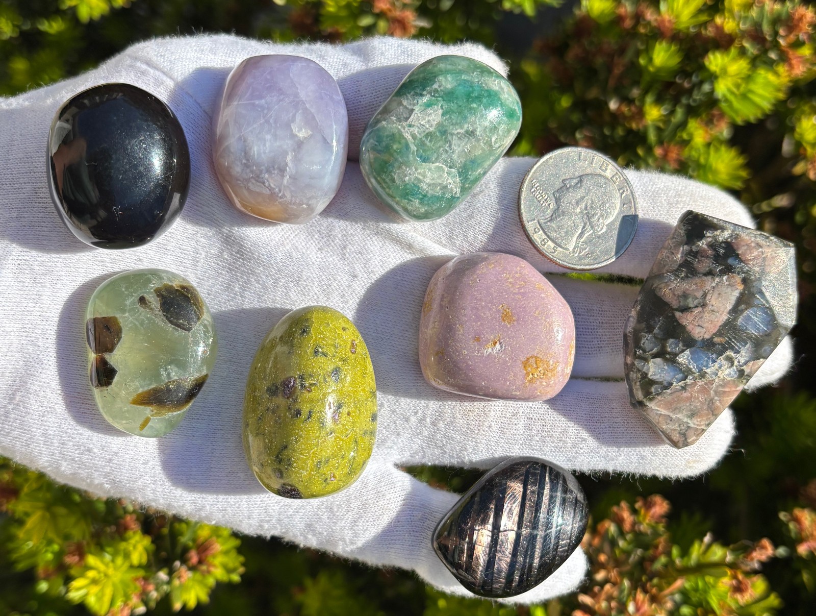 USA SALE LOT TUMBLES TUMBLE STONE STONES HYPERSTHENE/ATLANTISITE/AMBER/FUCHSITE