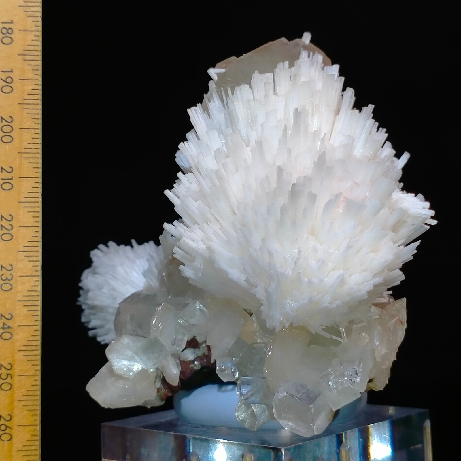 Scolecite & Apophyllite crystal cluster needles specimen Zeolite India 0.21kg