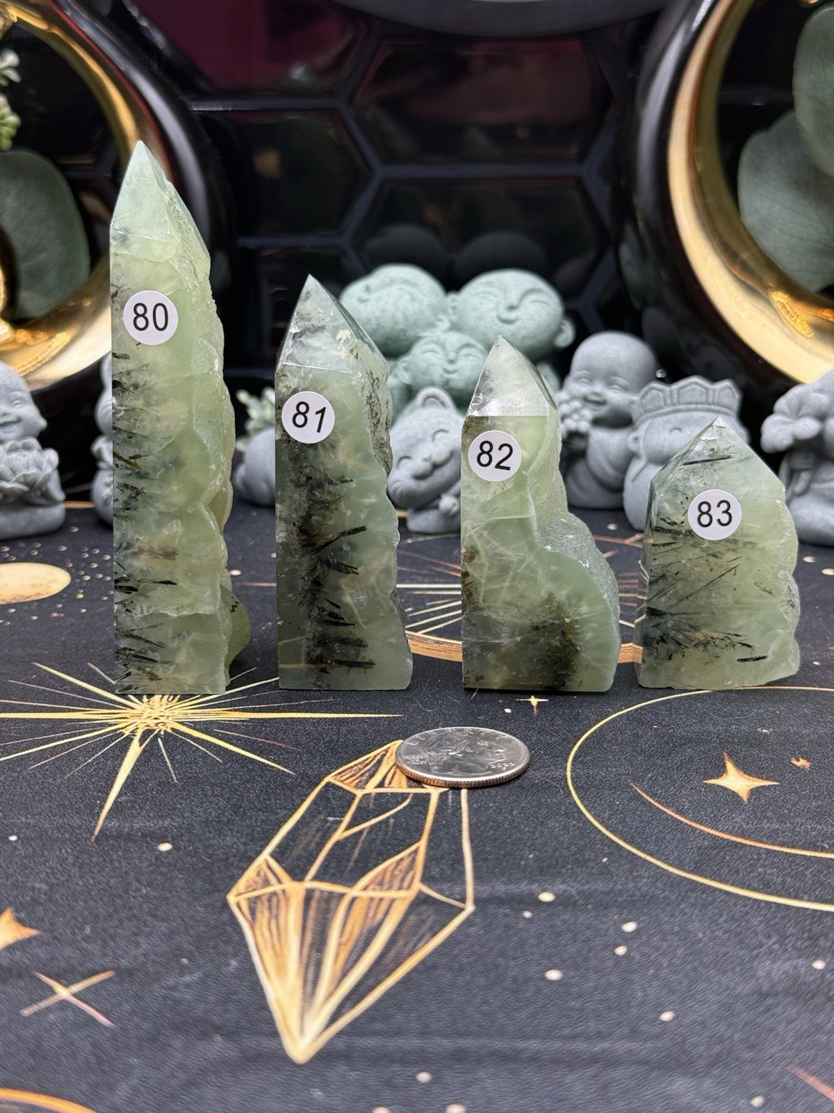 Natural Prehnite Points Raw polished great quality Free shipping