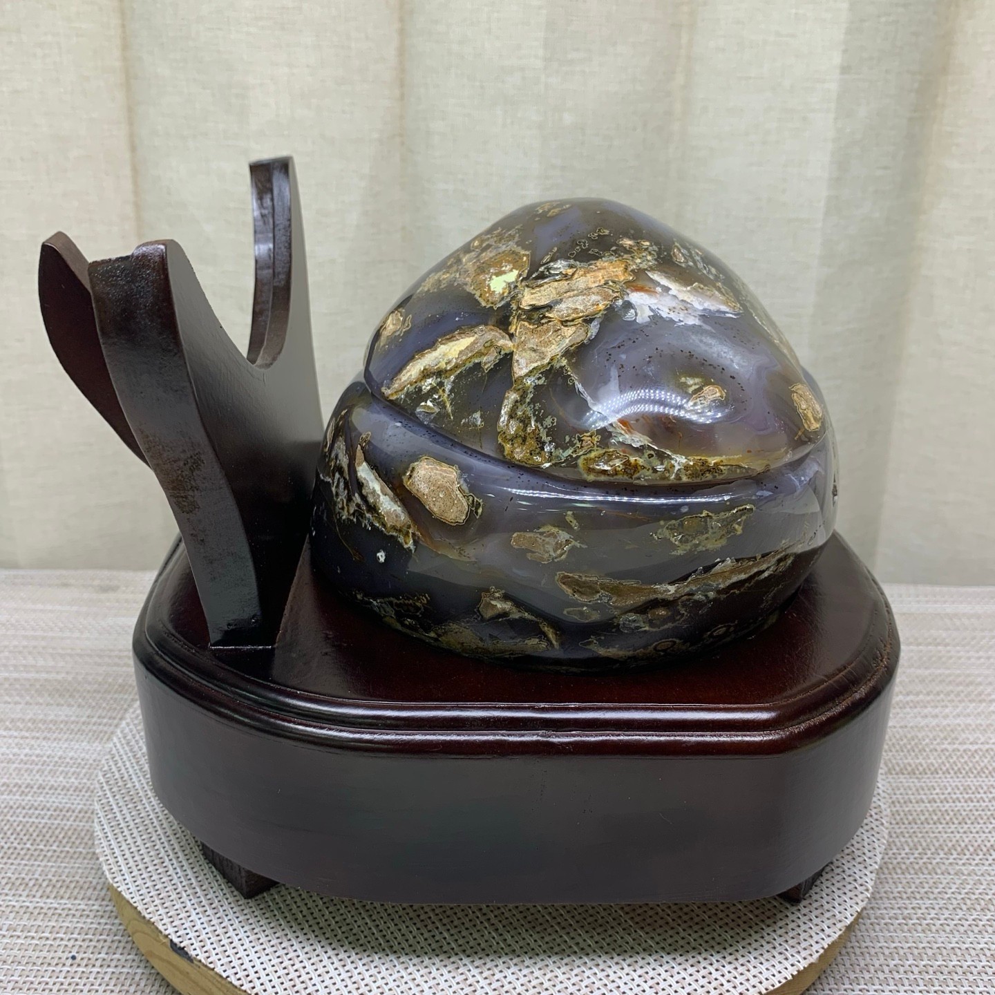 13LBNatural Agate Geode Crystal Cluster Wealth Treasure Bowl HomeDecor WithStand
