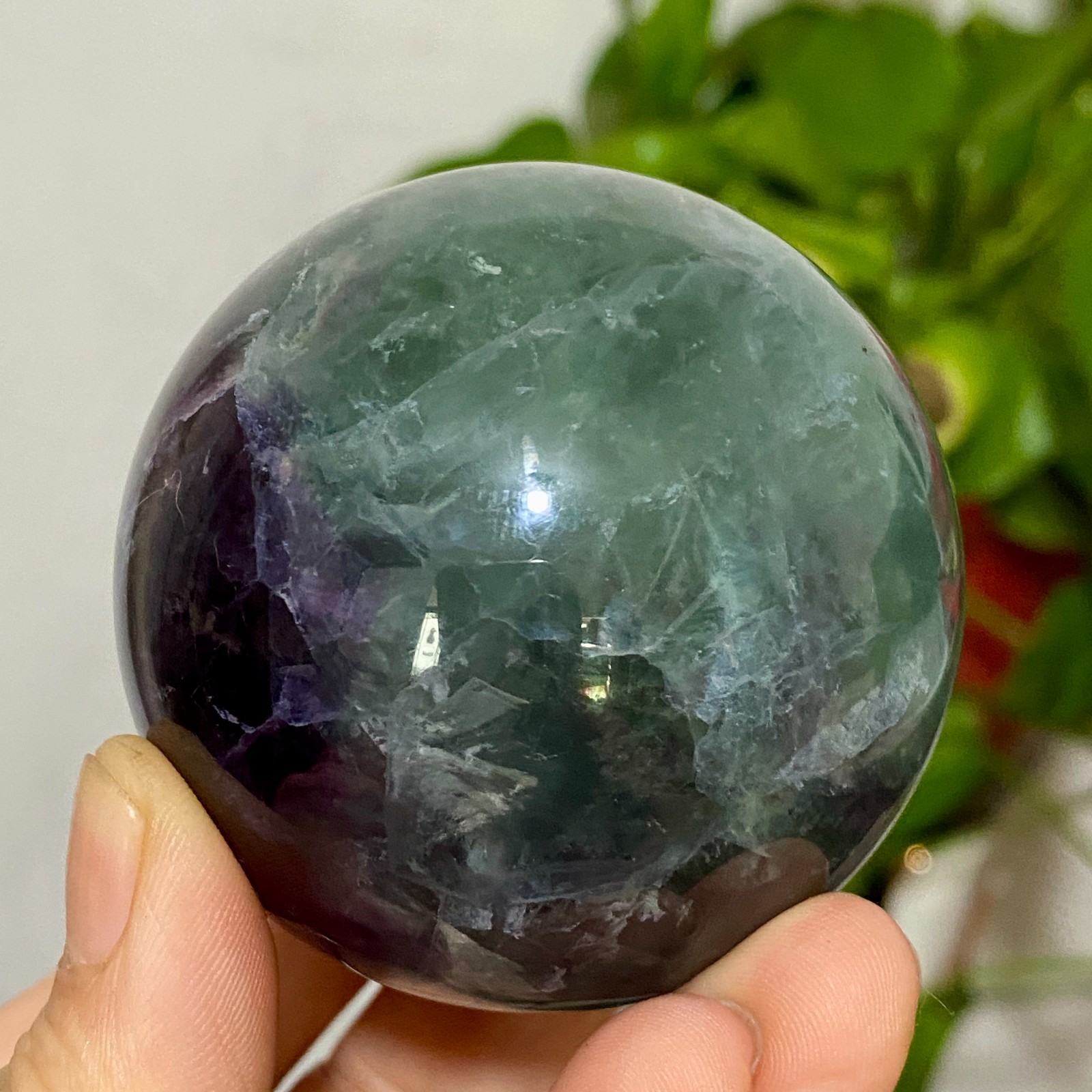 410g Natural fluorite ball quartz crystal Sphere Reiki energy healing