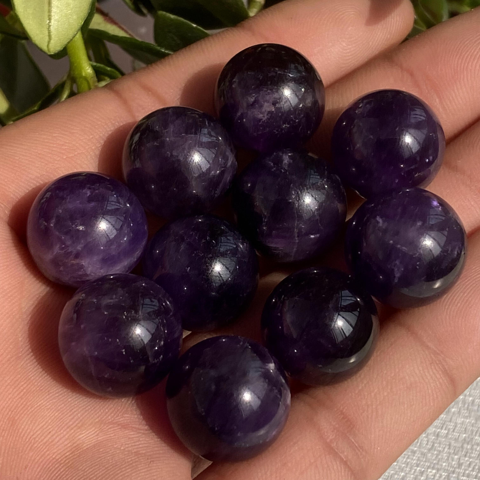 10pcs Natural Amethyst Ball Quartz Crystal Sphere Polishing Healing 15mm+