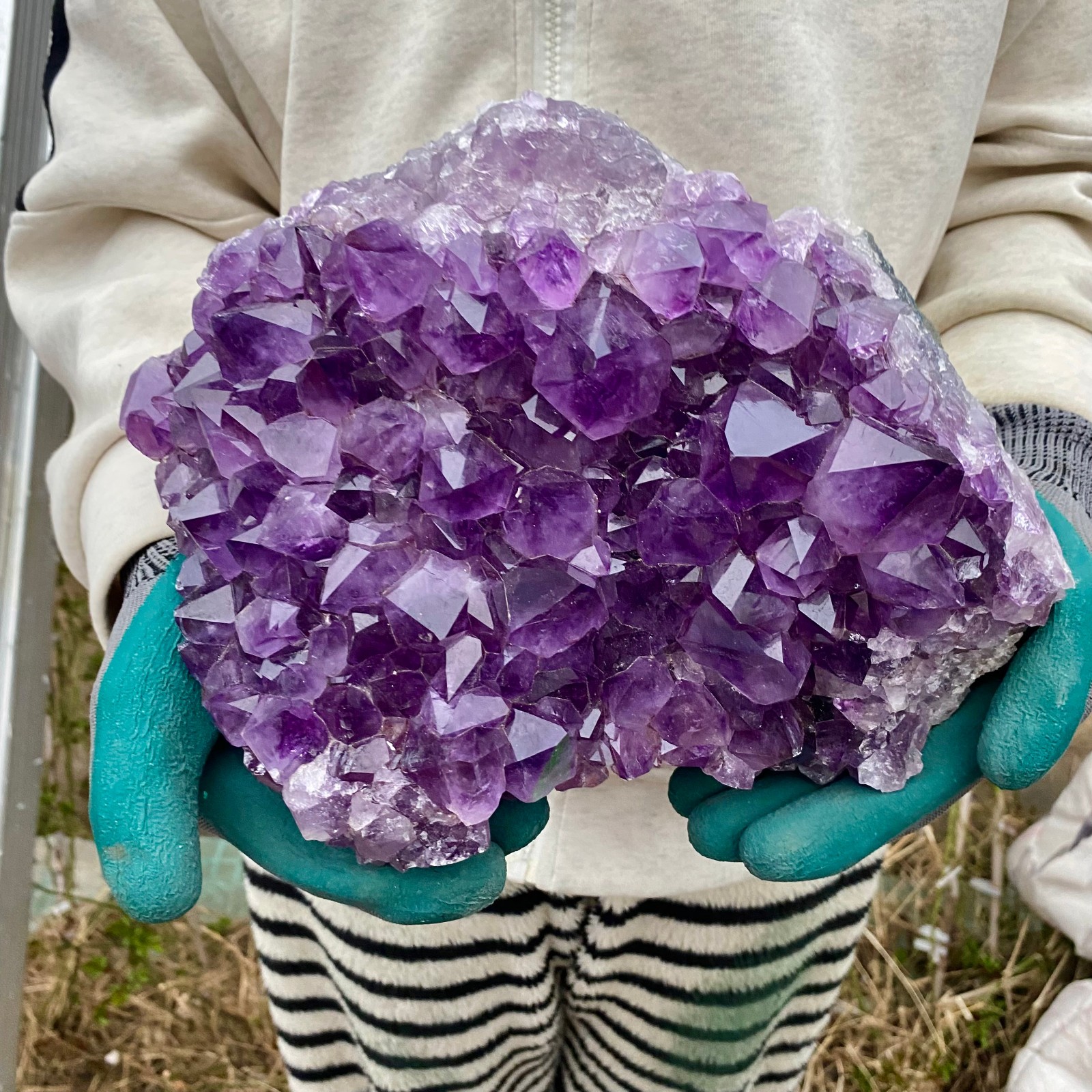 17.21LB Natural Amethyst geode quartz cluster crystal specimen energy healing