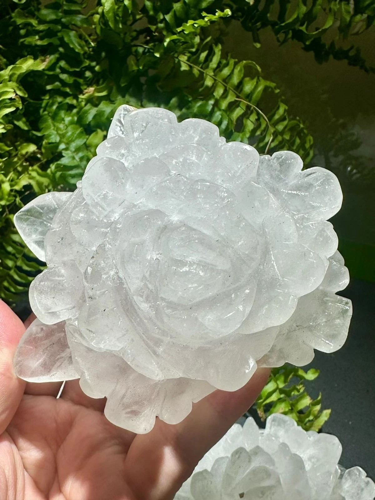 1pc Natural White Quartz Carved Crystal Flower Skull Reiki Healing Decor Gift