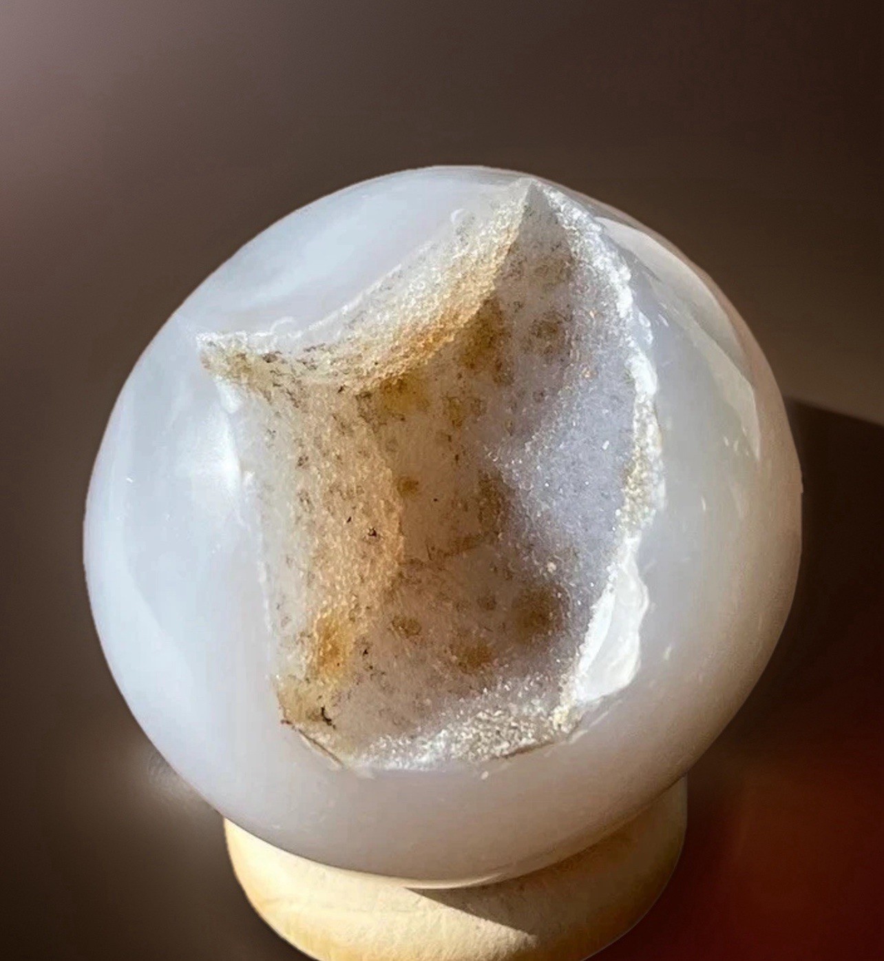 Natural Blue Agate Mini Druze Sphere Gemstone Orb Healing Crystal Ball