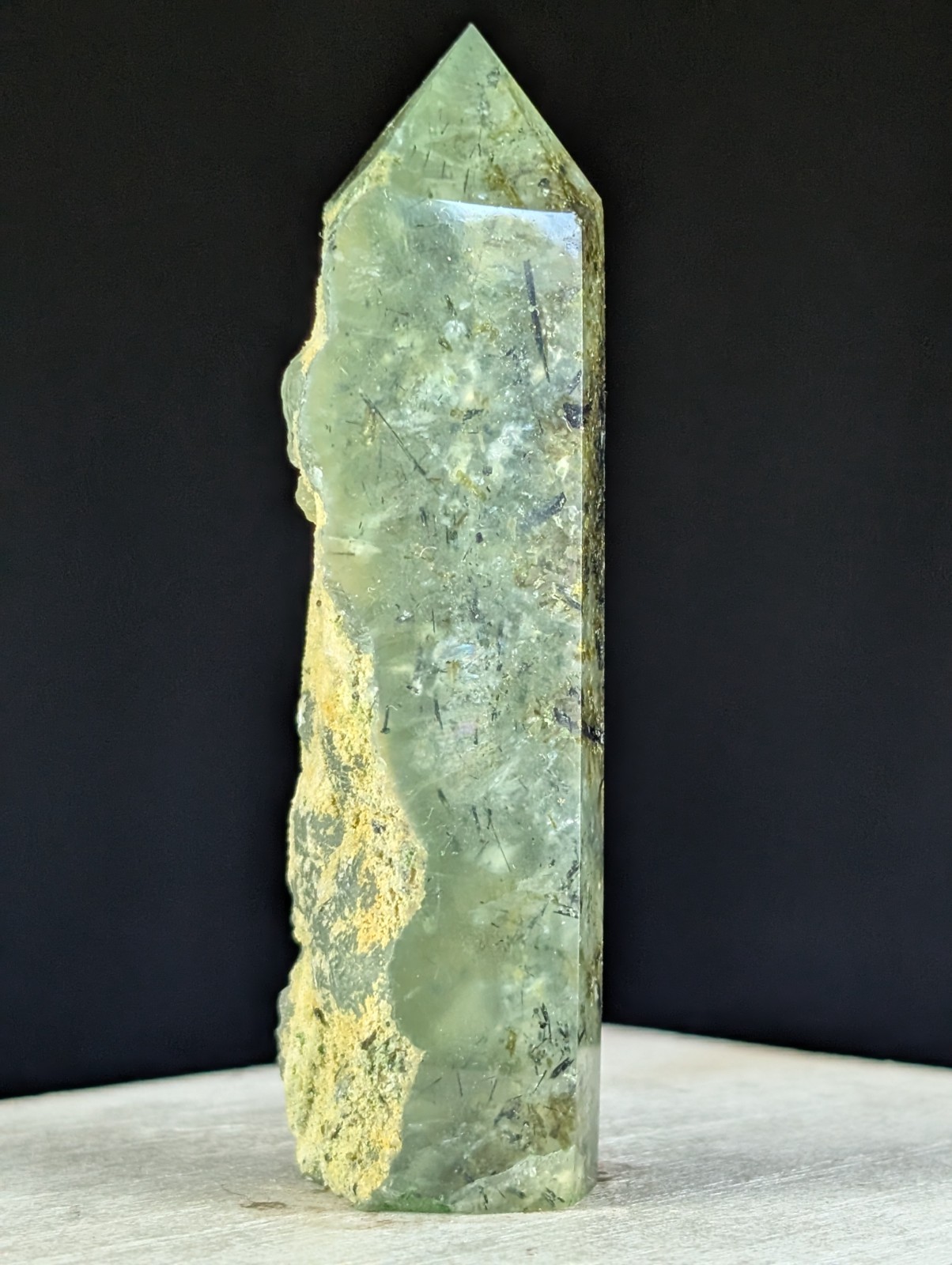 Prehnite Tower Point Crystal Raw Side Gemstone Chakra Wand