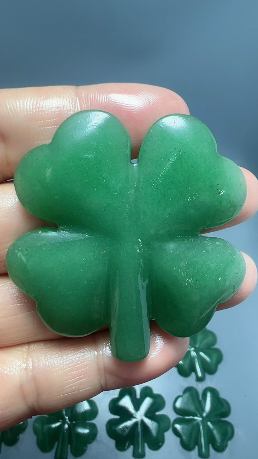 3PC Natural Aventurine Carved Clover Quartz Crystal pendant Reiki Healing 2″