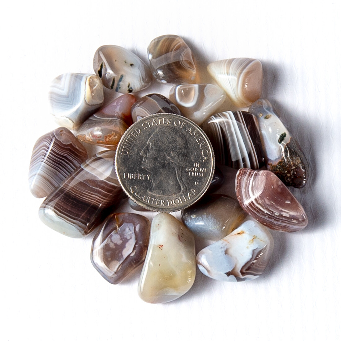 50g Tumbled Gray Botswana Agate Gemstone Crystals 20-35 Stones Rock Specimens